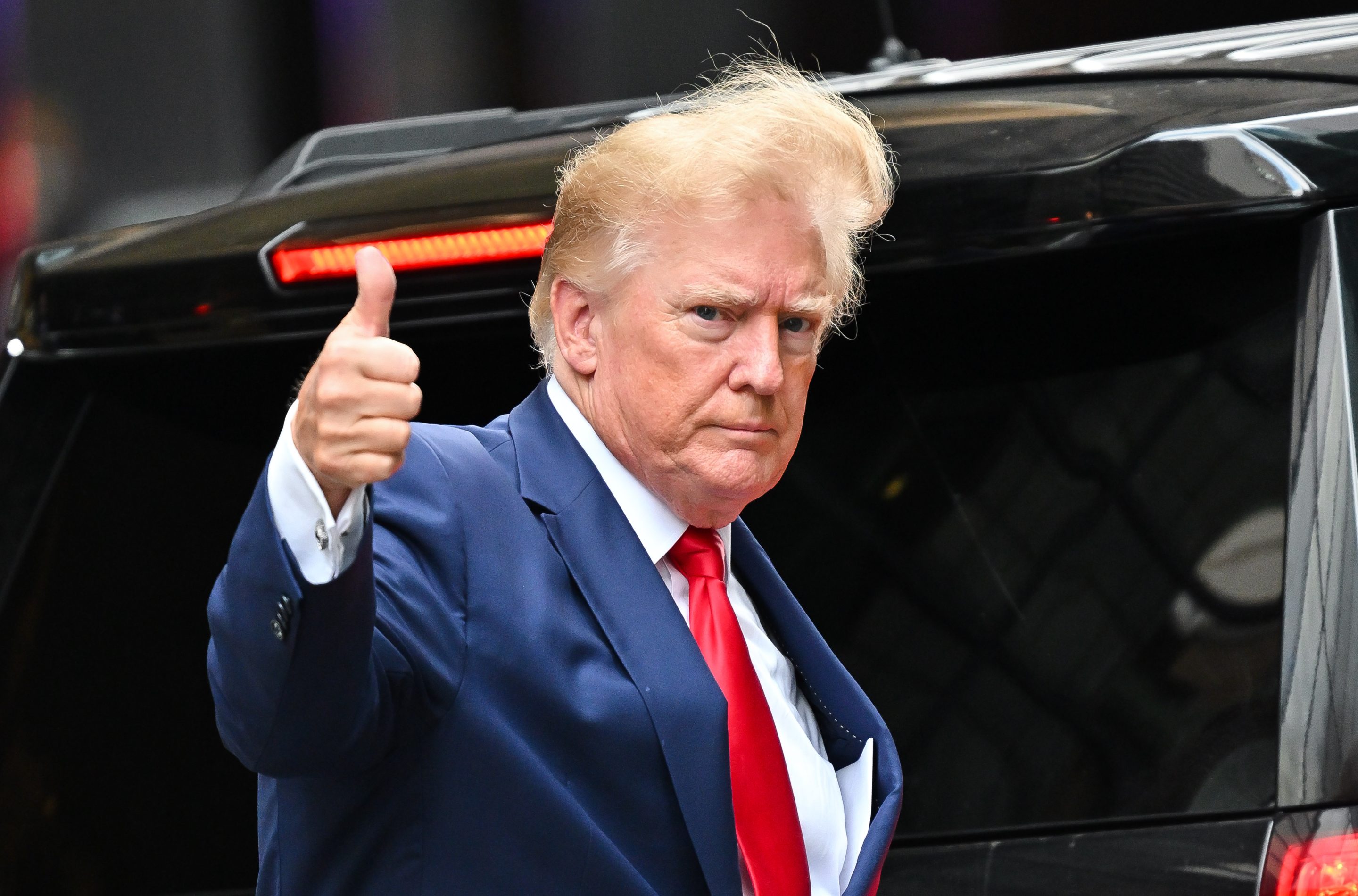 Former U.S. President Donald Trump leaves Trump Tower to meet with New York Attorney General Letitia James for a civil investigation on Aug. 10 in New York City.