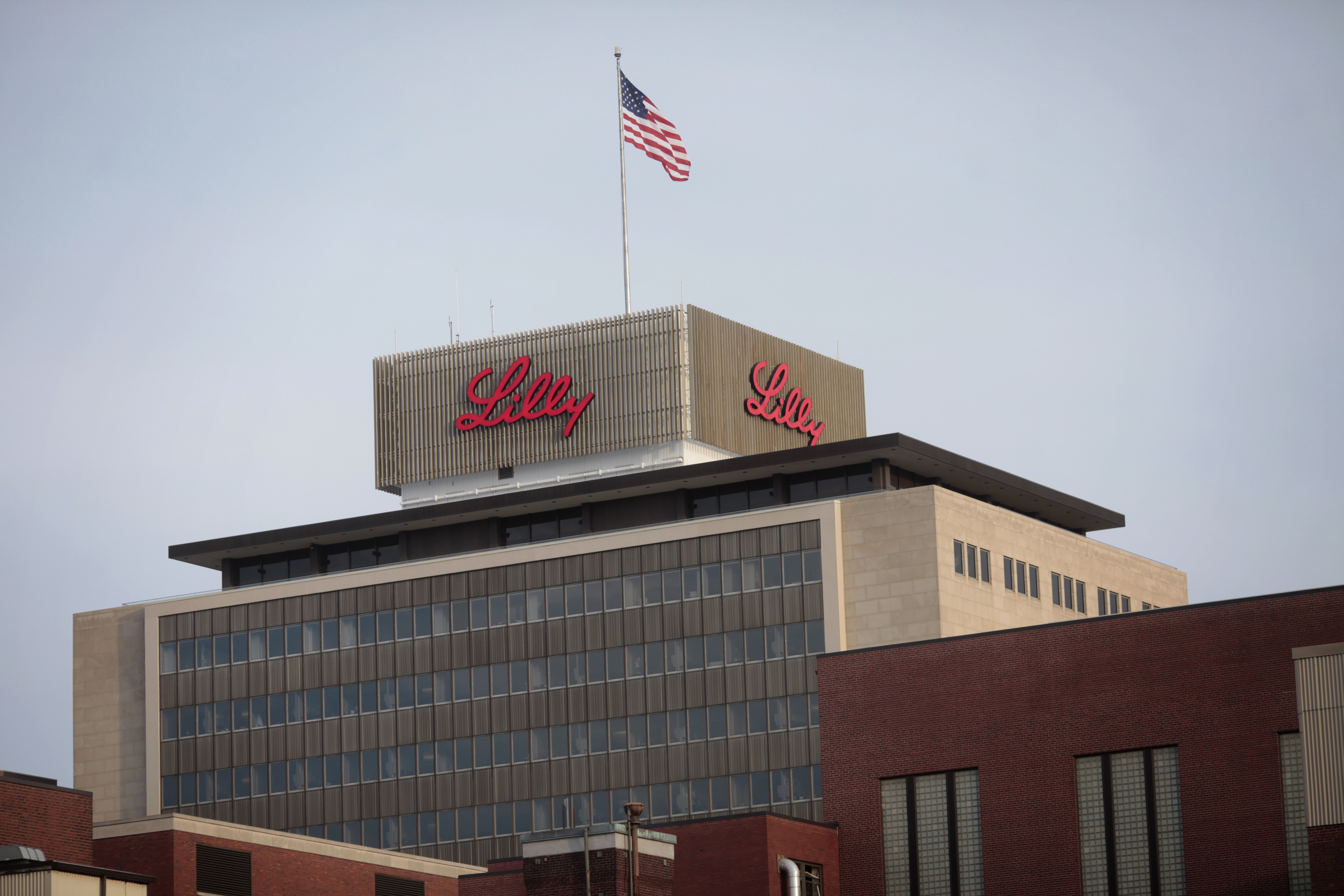 Eli Lilly & Co. corporate headquarters stand in Indianapolis, Ind., on May 21, 2012.