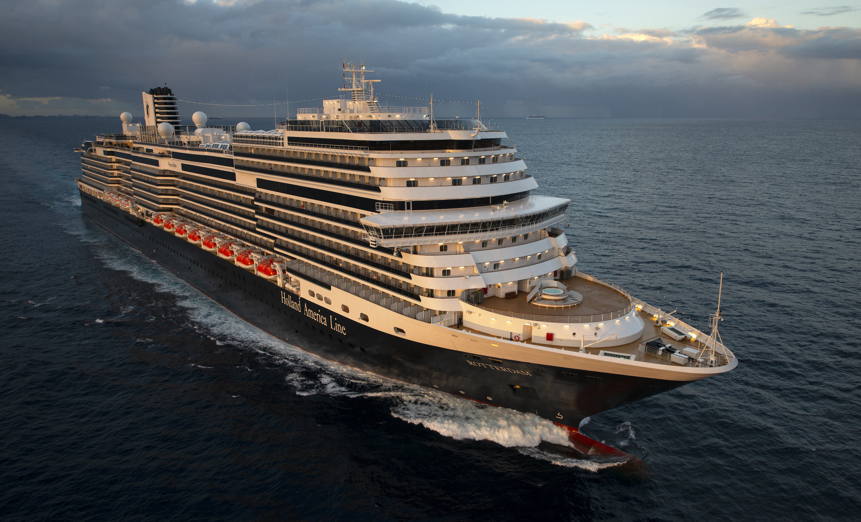 Holland America Line’s newest passenger ship, the seventh Rotterdam, departs Port Everglades in Fort Lauderdale, Fla., Wednesday, Nov. 10, 2021.