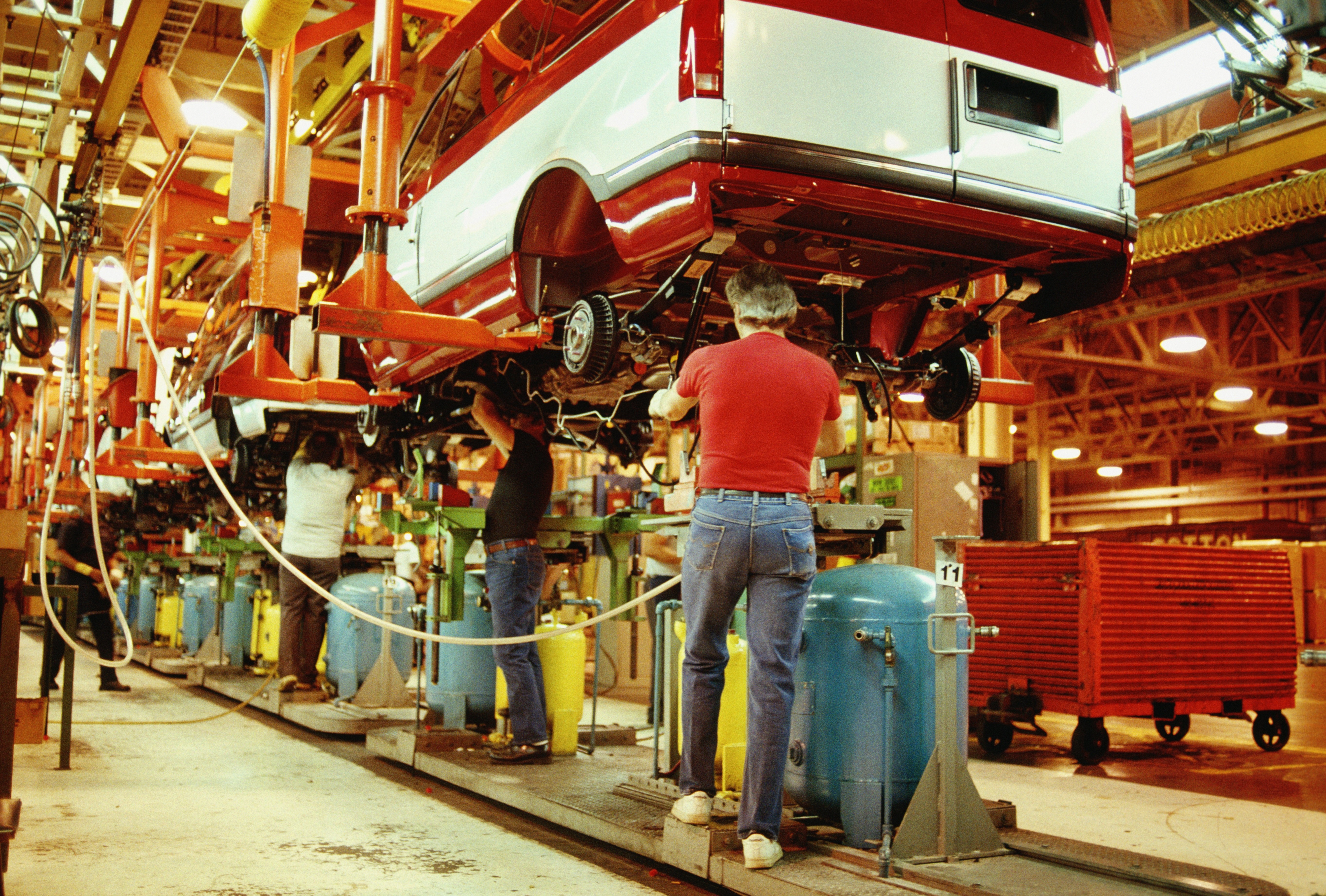 General Motors workers in plant