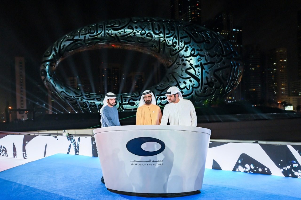 Dubai ruler Sheikh Mohammed bin Rashid Al Maktoum (center) with sons Crown Prince Sheikh Hamdan (left) and Sheikh Maktoum in Dubai earlier this year.