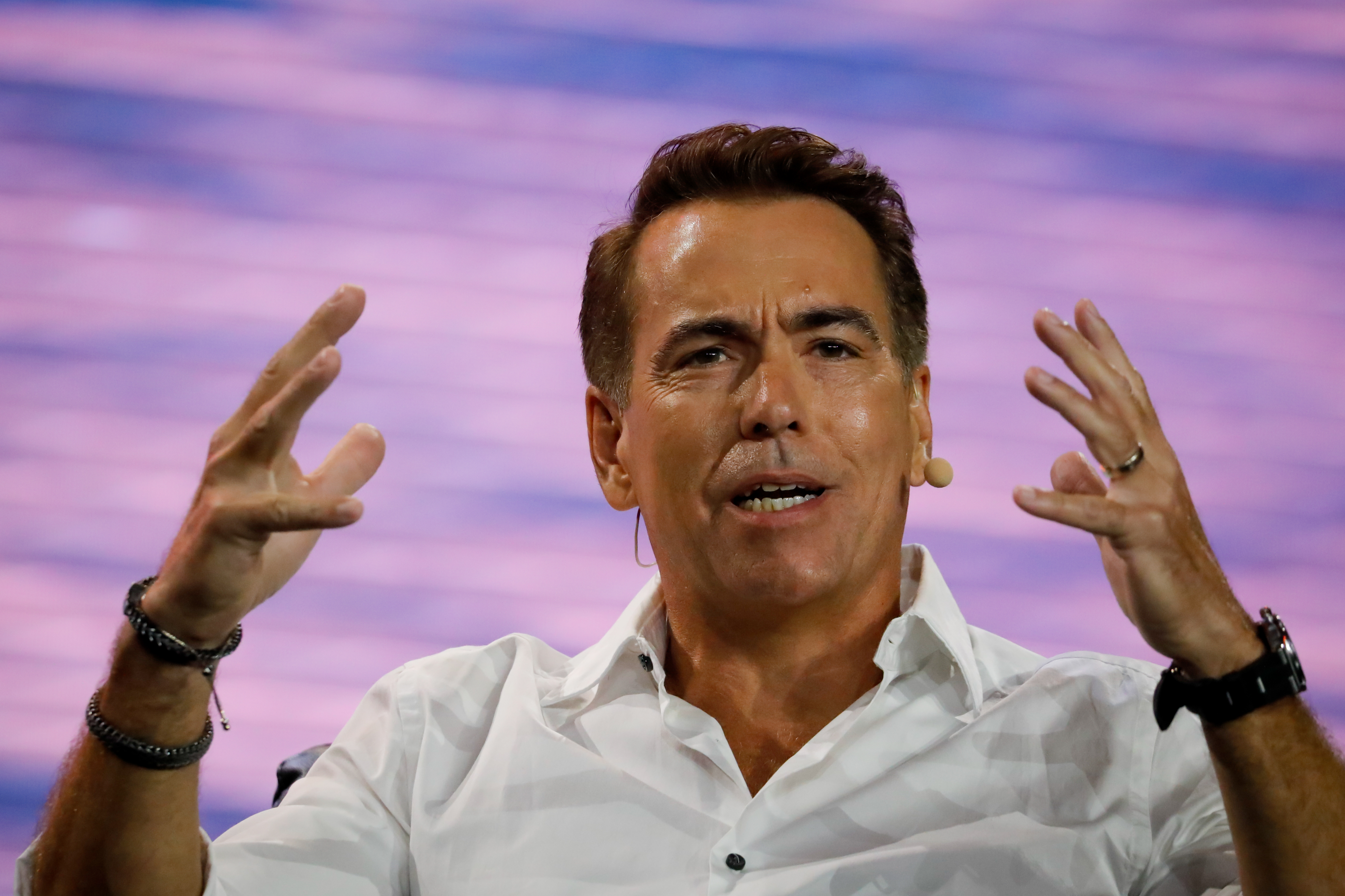 Orlando Bravo, co-founder of Thoma Bravo, speaks during the Bitcoin 2022 conference in Miami, Fla., in April.