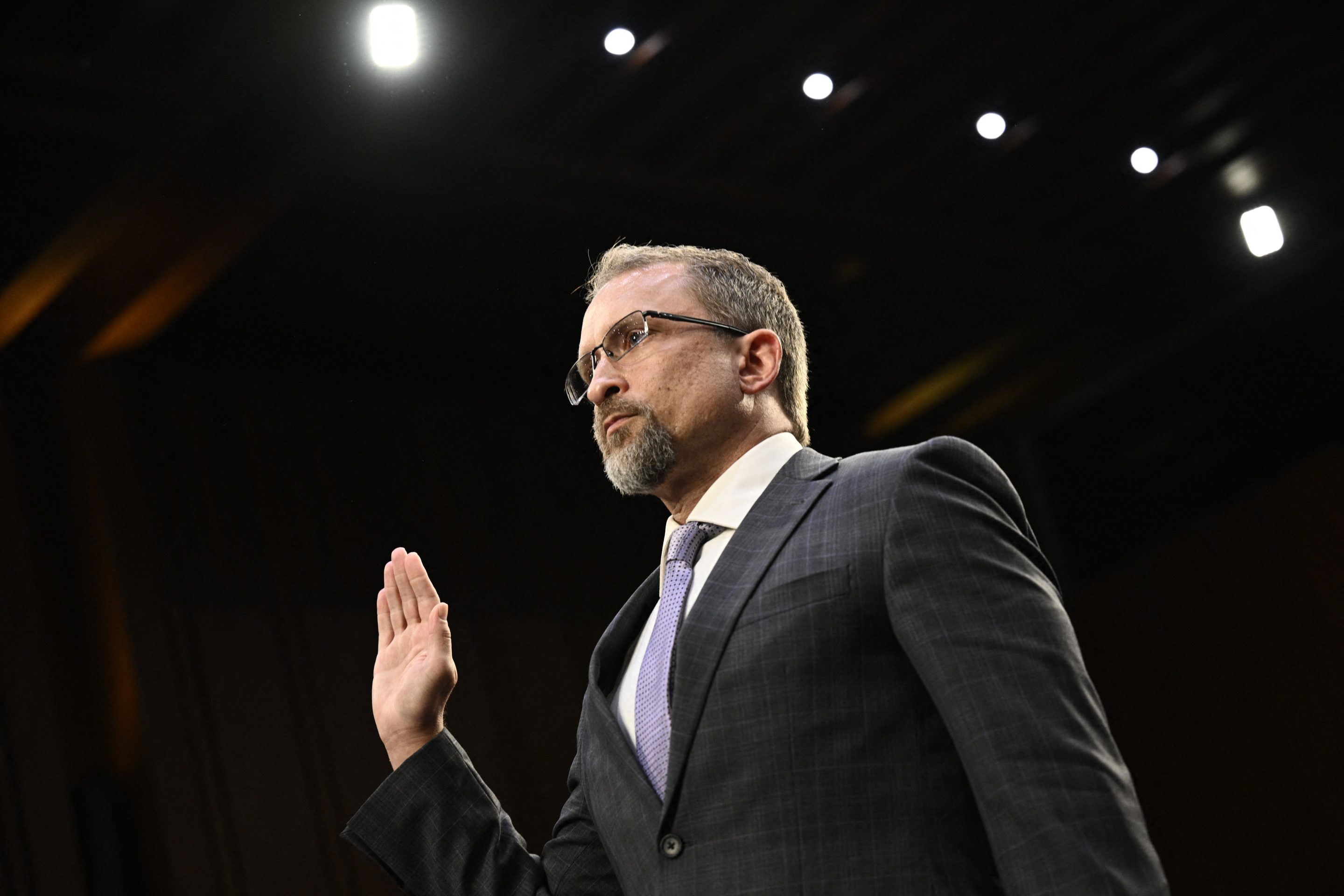 Twitter whistleblower Peiter 'Mudge' Zatko swears in before testifying before the U.S. Senate Judiciary Committee on Sep. 13.