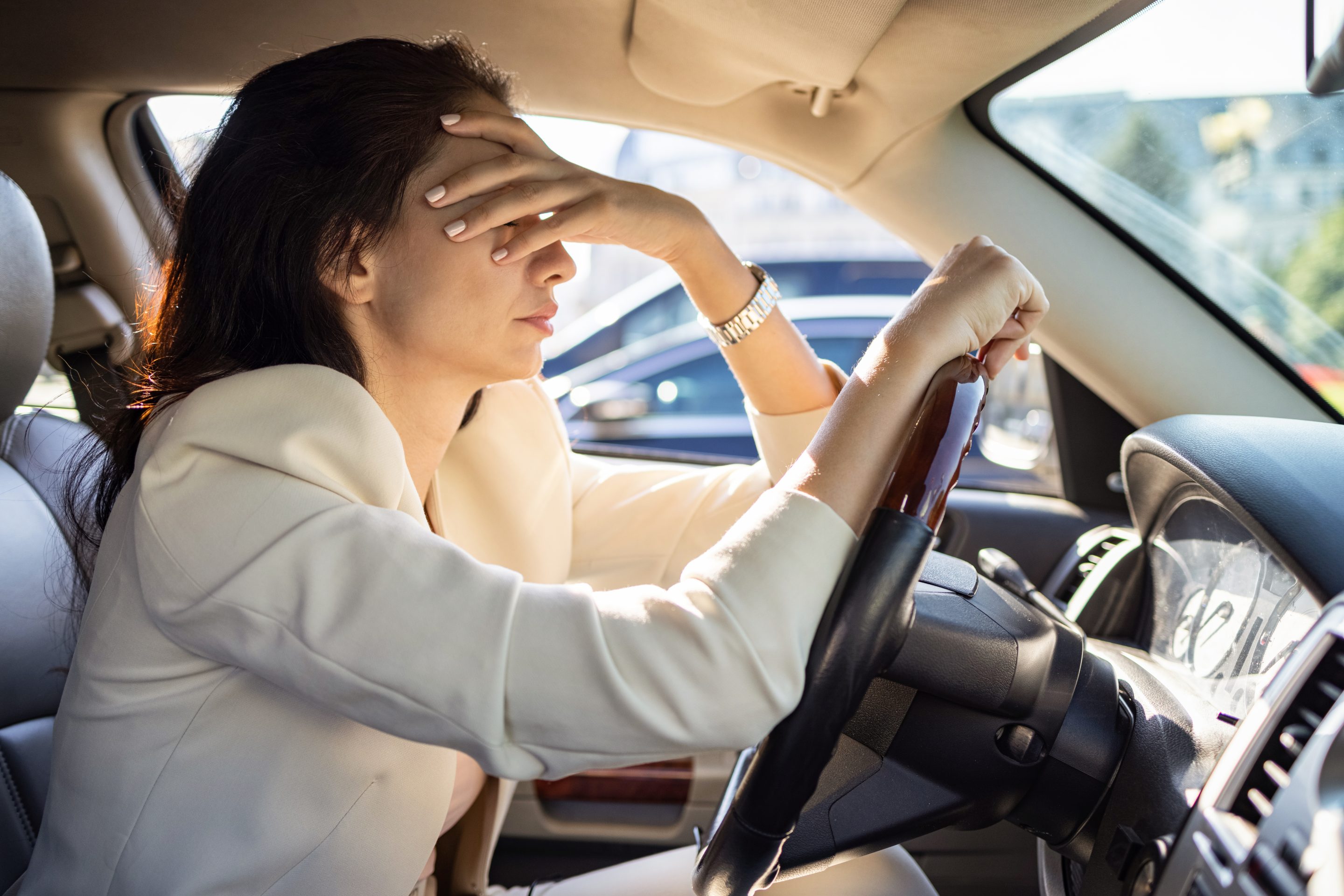 Frustrated driver in traffic