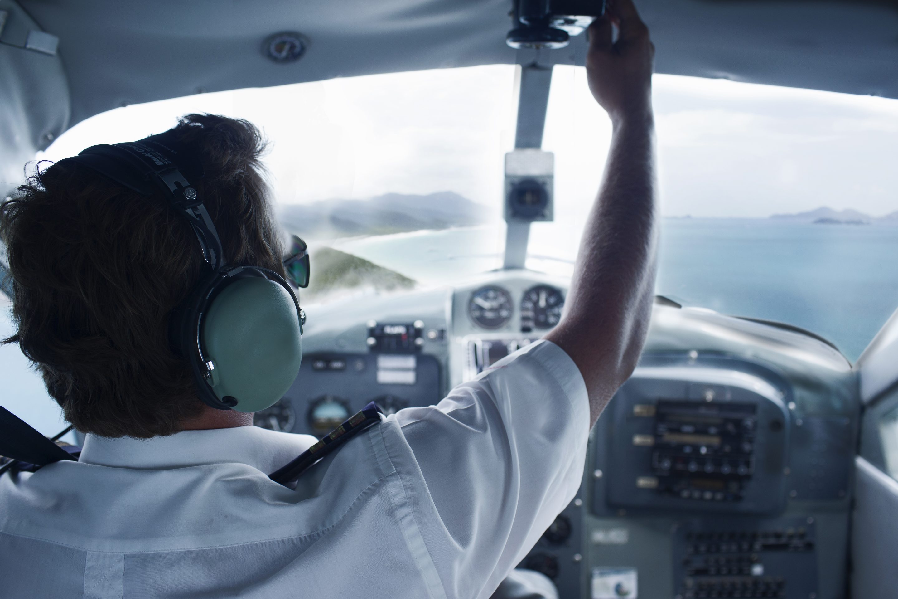 airline pilot in cockpit
