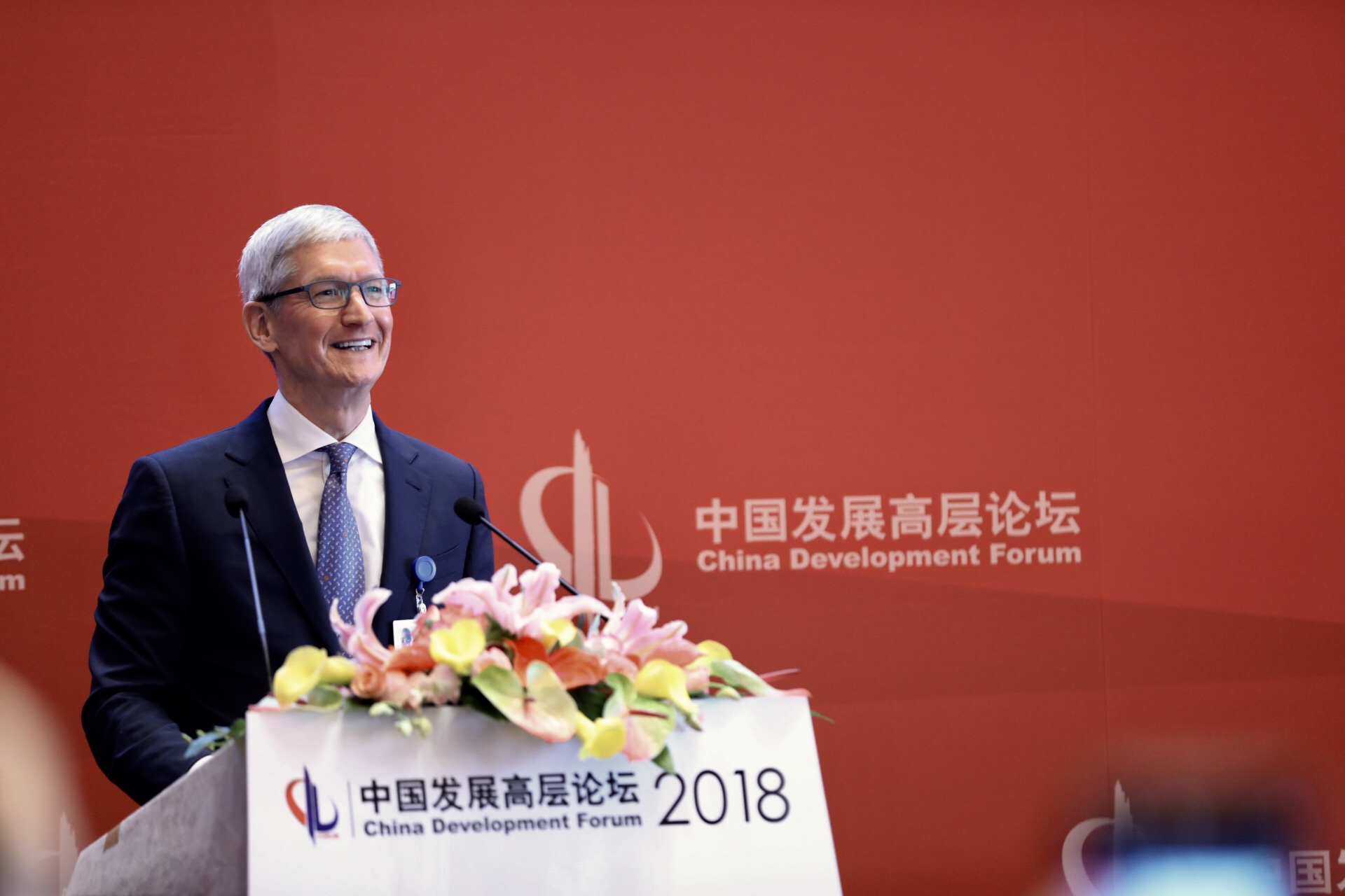 Apple CEO Tim Cook at the 2018 China Development Forum in Beijing.