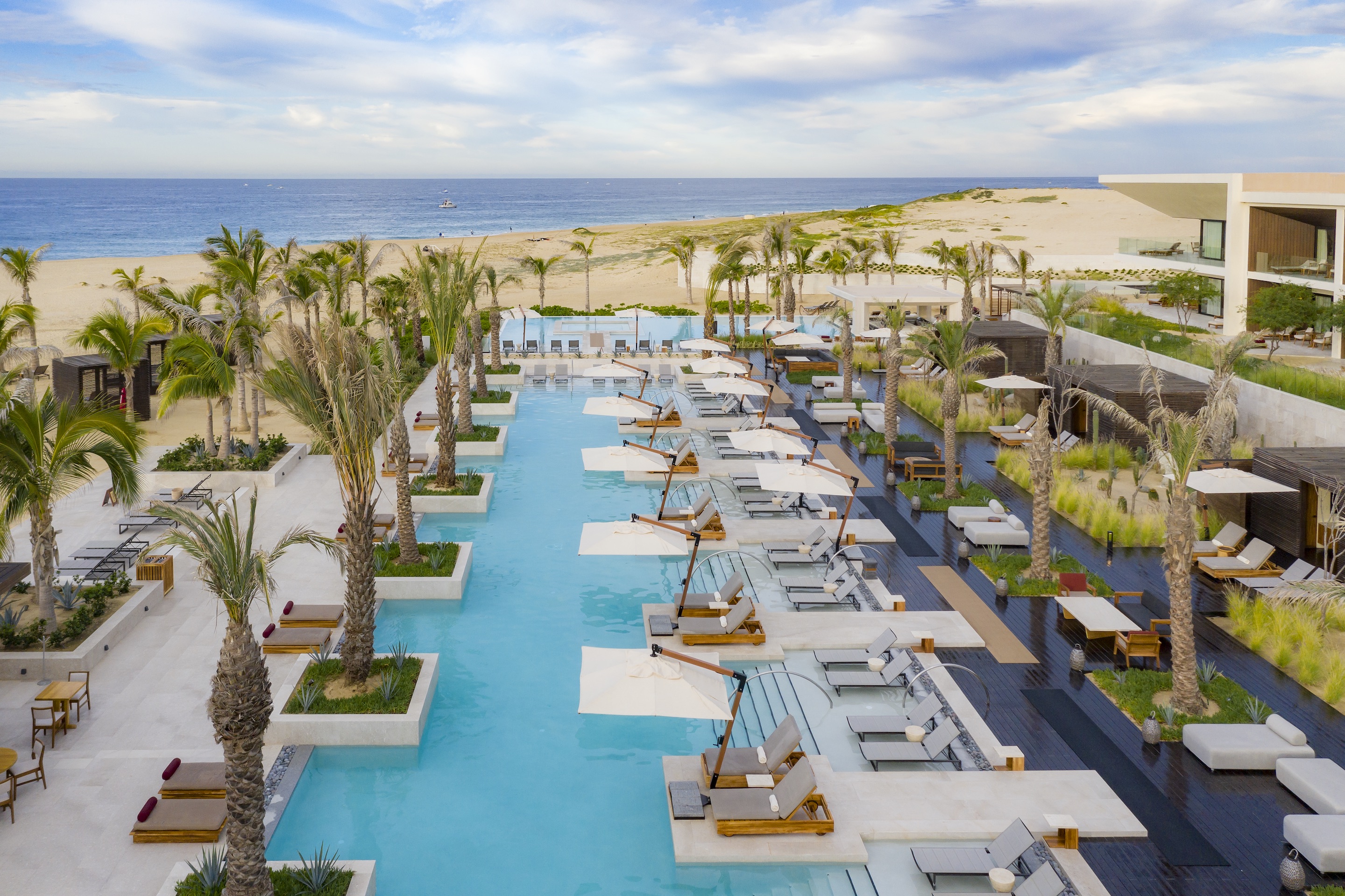 An aerial view of the Cortez Pool at Nobu Los Cabos.