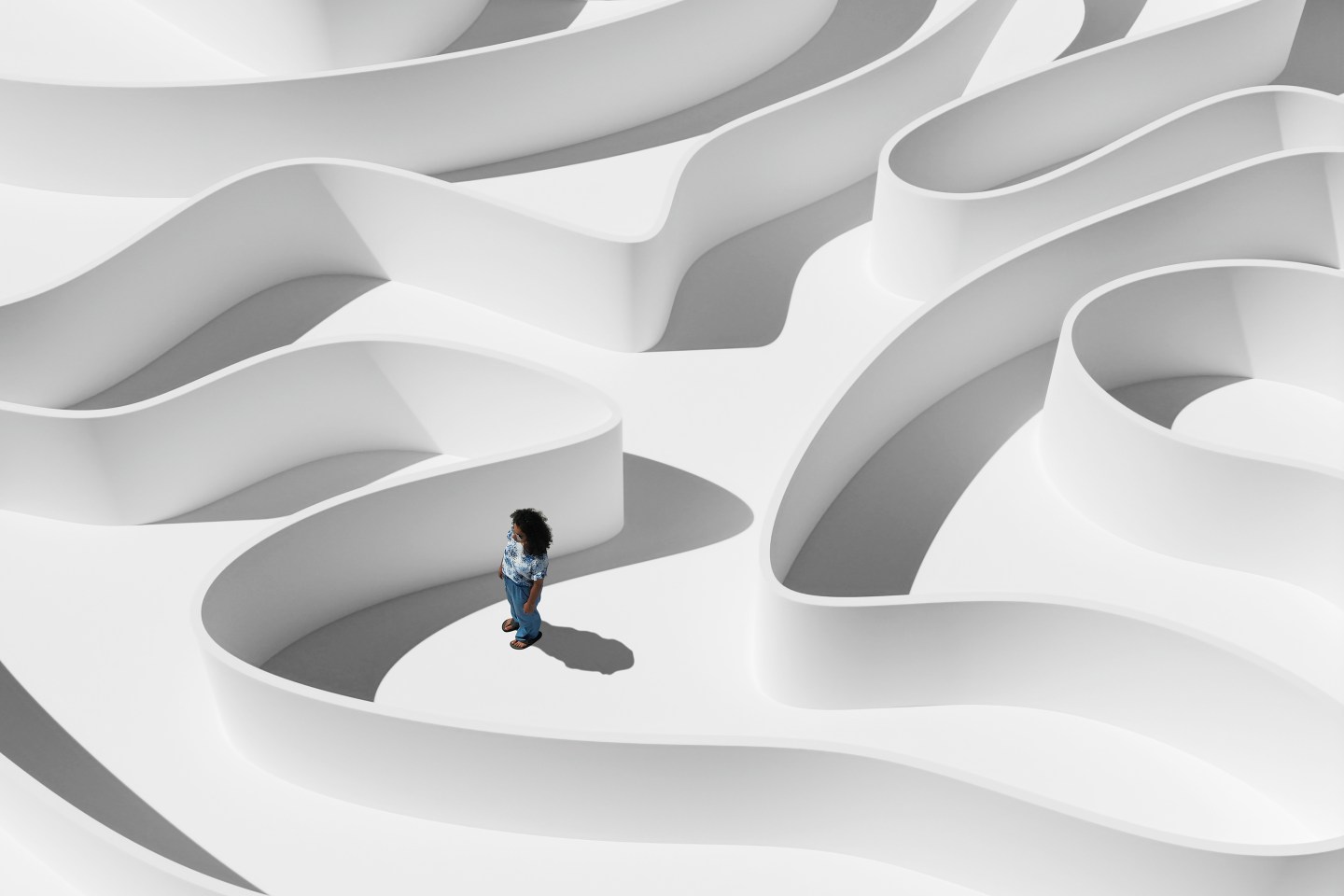 Young woman in maze