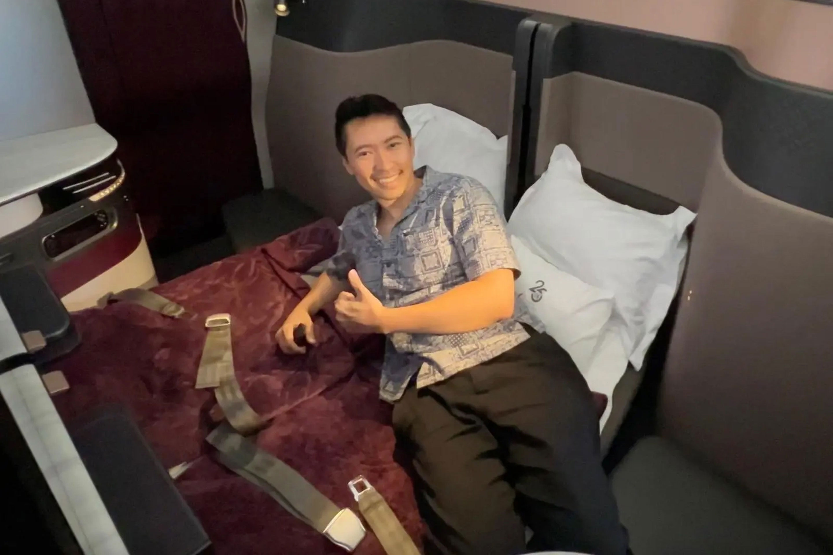 Christopher Leung flew business class on Qatar Airways from Singapore to Doha in July.