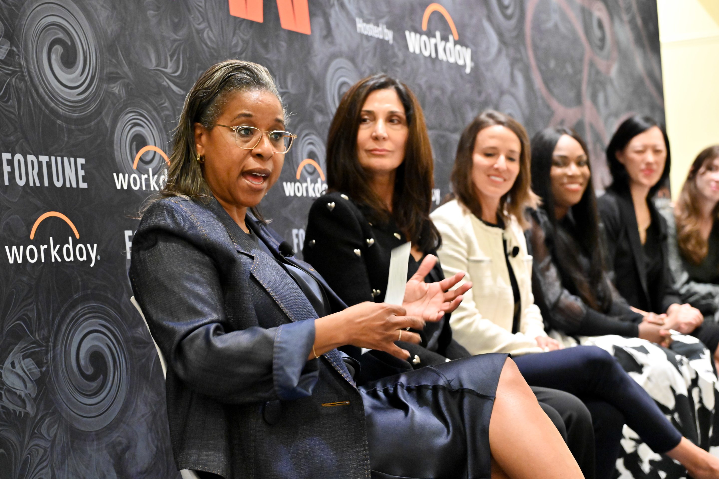 Executives from Workday, Ancestry, PwC, Autodesk, and the Barbara Bush Foundation for Family Literacy discuss leading with empathy at Fortune’s Most Powerful Women Summit in Laguna Niguel, Calif., Oct. 11, 2022.