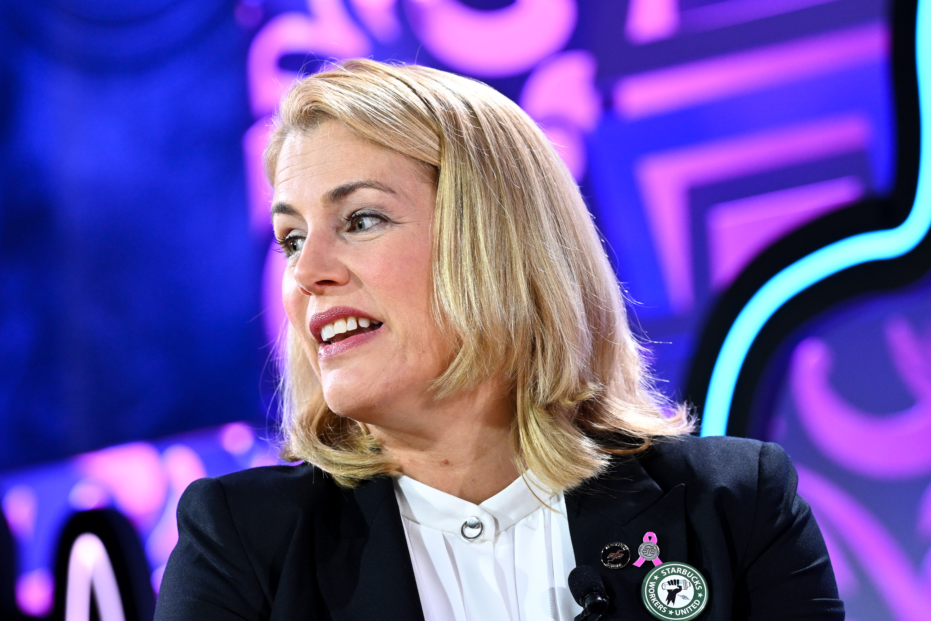 Sara Nelson, international president of the Association of Flight Attendants–CWA, AFL-CIO, at the 2022 Fortune Most Powerful Women Summit. 

