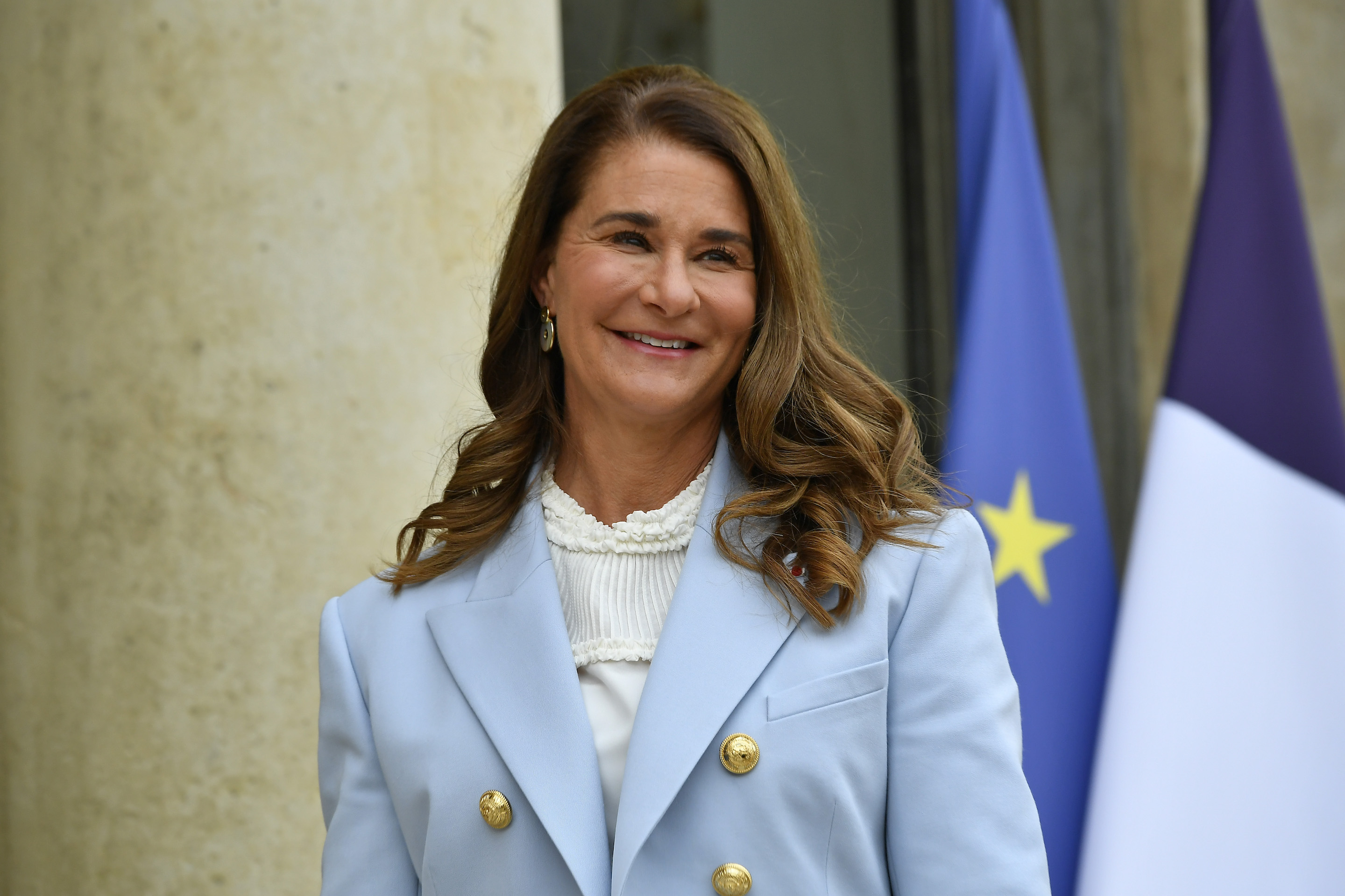 Melinda French Gates arrives at Elysee Palace for the Generation Equality Forum hosted by French President Emmanuel Macron on July 1, 2021, in Paris.