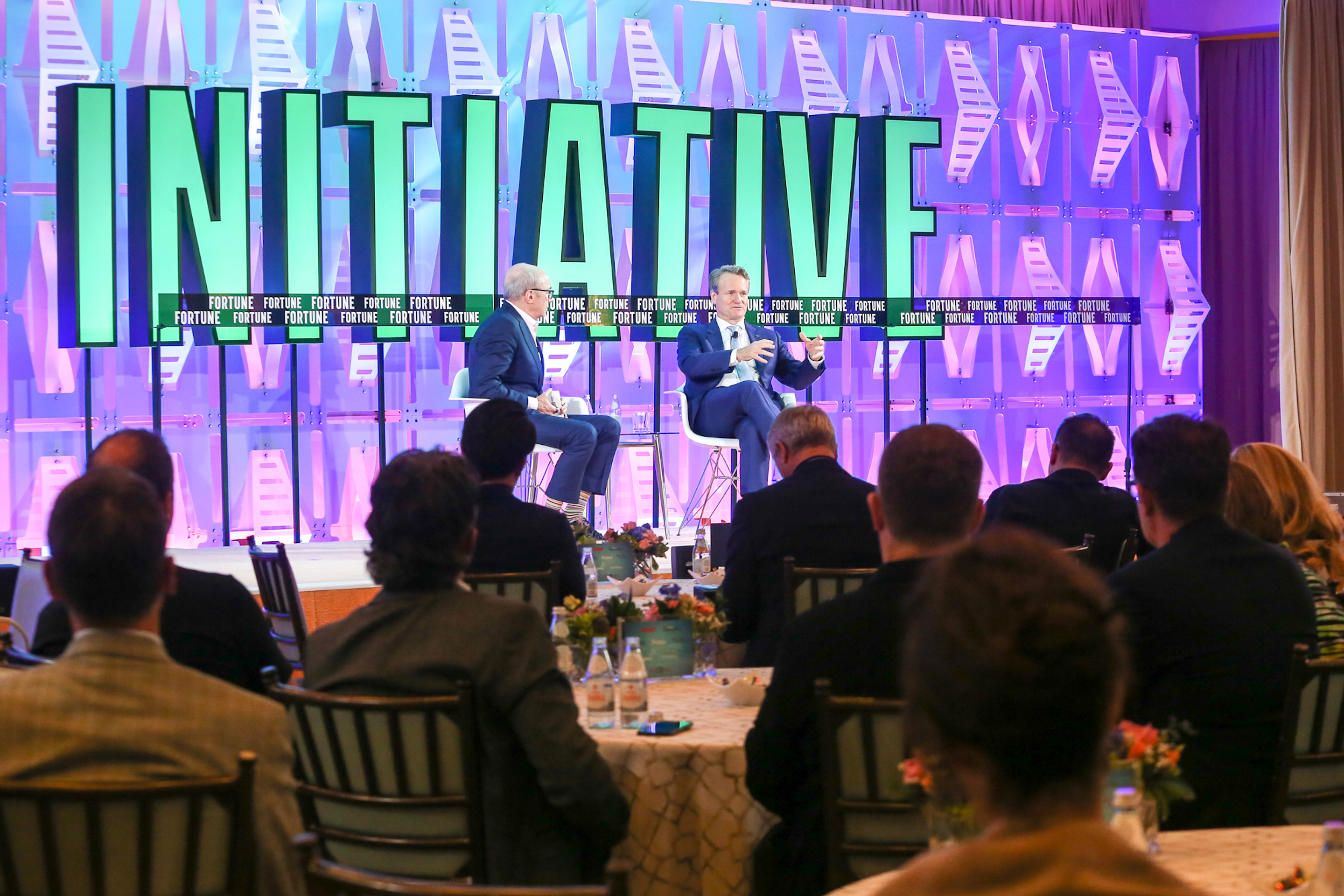 Fortune Media CEO Alan Murray and Bank of America CEO Brian Moynihan host a town hall at the Fortune CEO Initiative conference on Nov. 2, 2022, in Palm Beach.