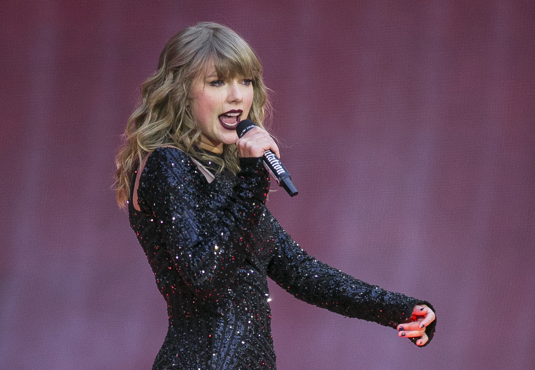 Taylor Swift performs on stage in a concert at Wembley Stadium on June 22, 2018, in London.