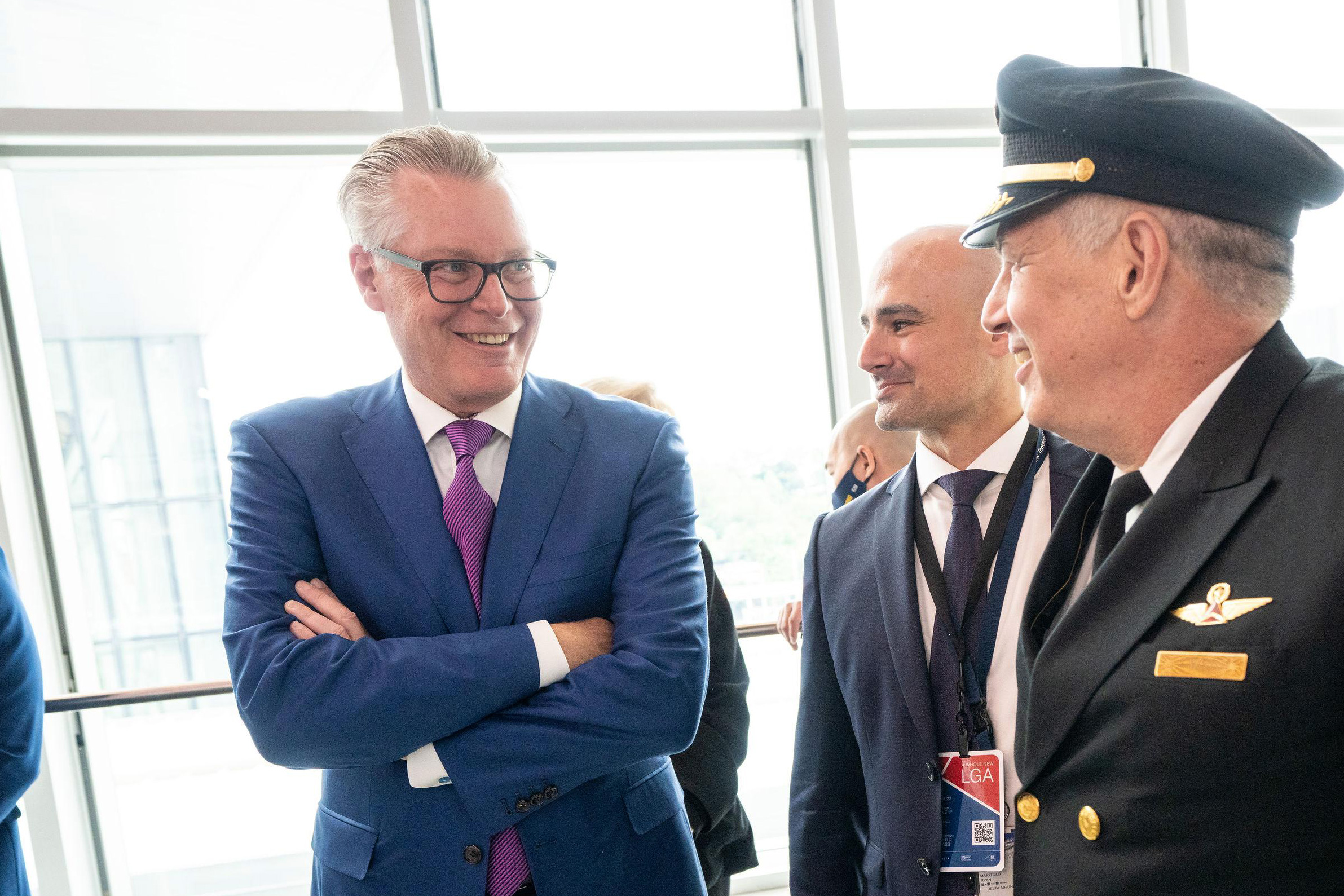 Delta CEO Ed Bastian at the opening of Delta's new terminal in LGA.