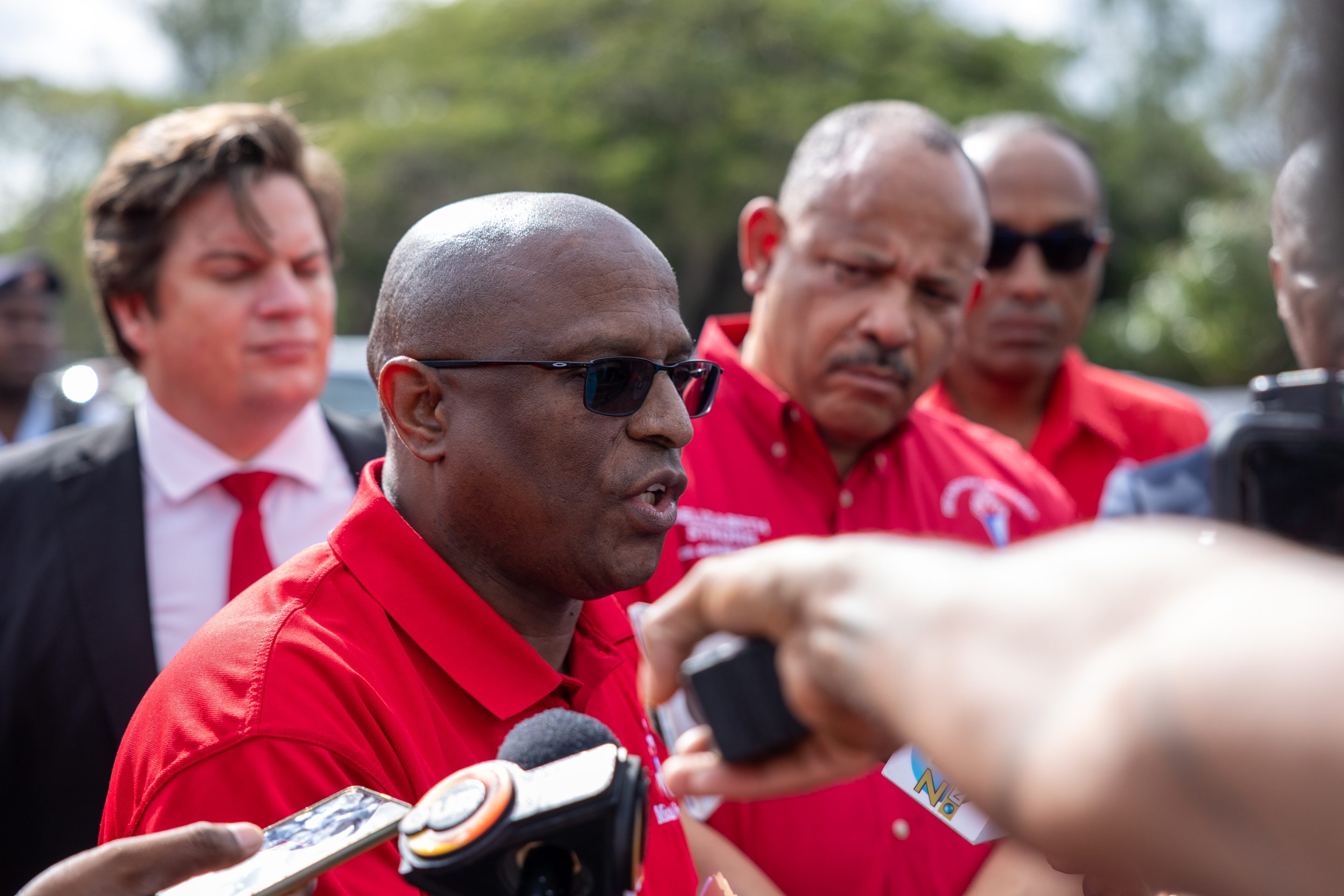 Bahamian Opposition Leader Michael Pintard at a press conference.
