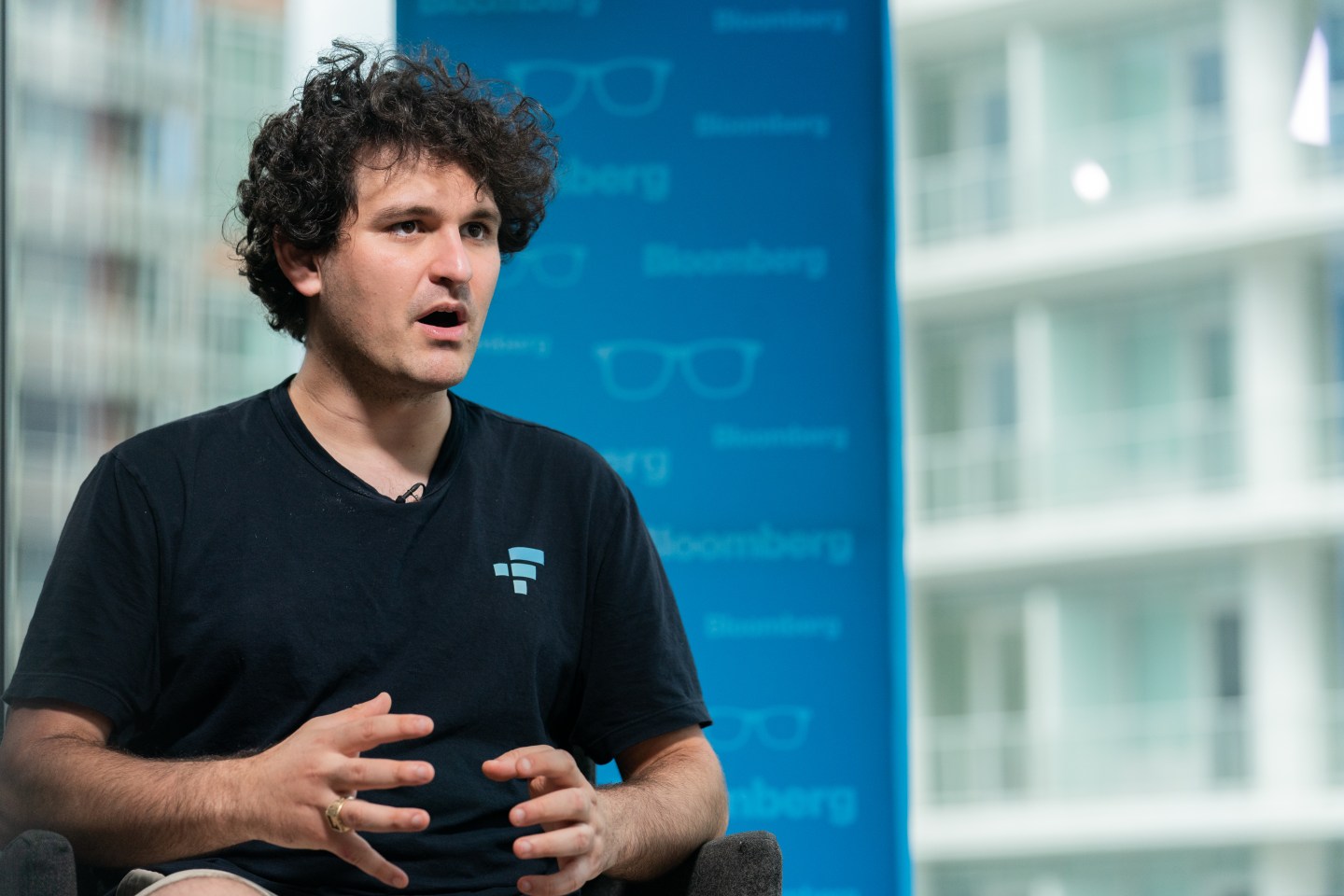 Sam Bankman-Fried speaking during an interview with Bloomberg