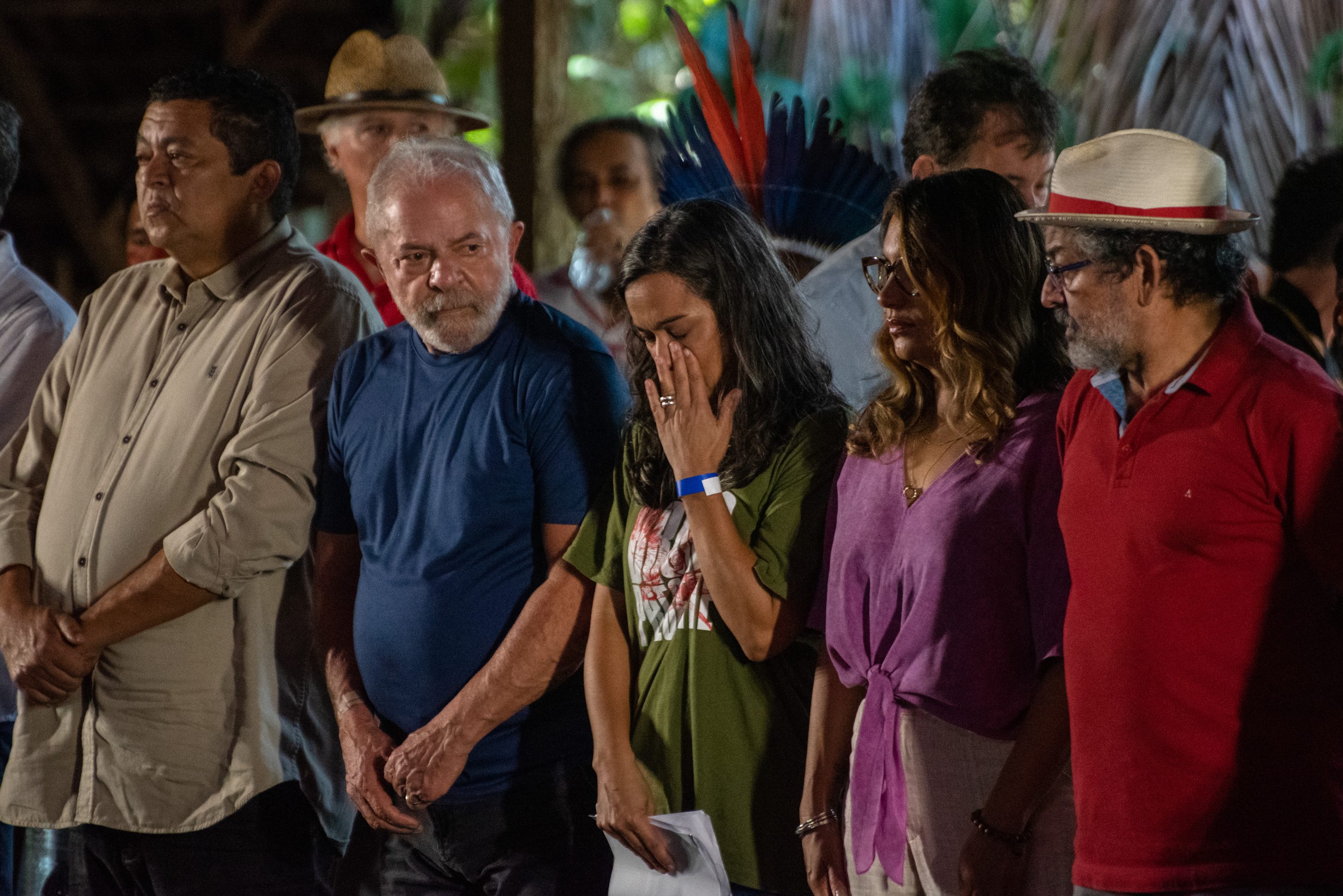 Luiz Inacio Lula da Silva meets the family of slain human rights activist Bruno Pereira and the Indigenous community in Para state in September. In June, British journalist Dom Phillips and indigenous activist Pereira were murdered after interviewing Indigenous communities about illegal incursions by hunters, loggers, and fishermen. Lula defeated outgoing president Jair Bolsonaro in the November election.