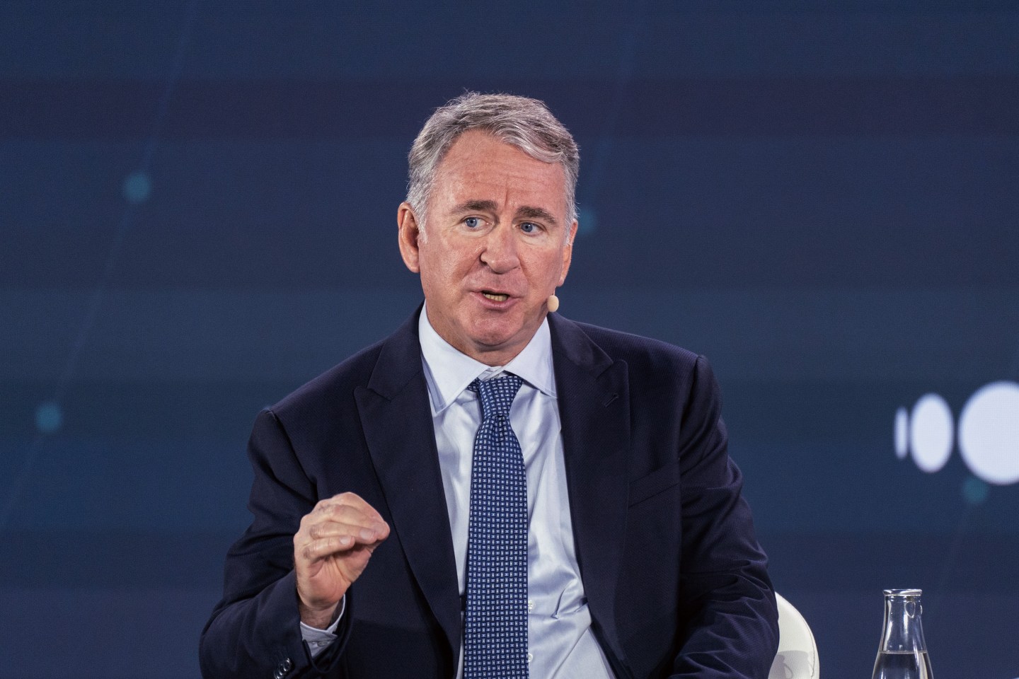shot of Citadel hedge fund CEO Ken Griffin speaking at an event in Singapore