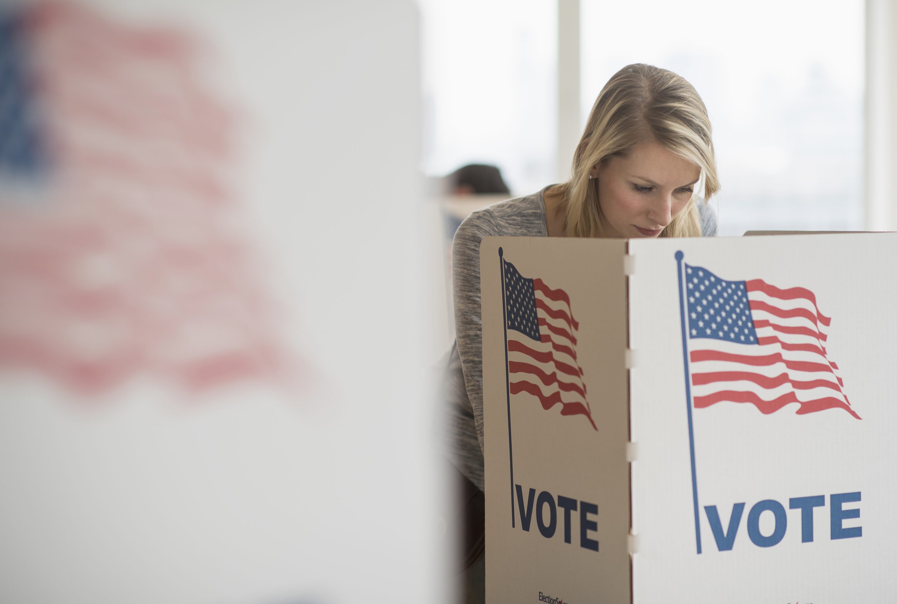 Woman voting on election day