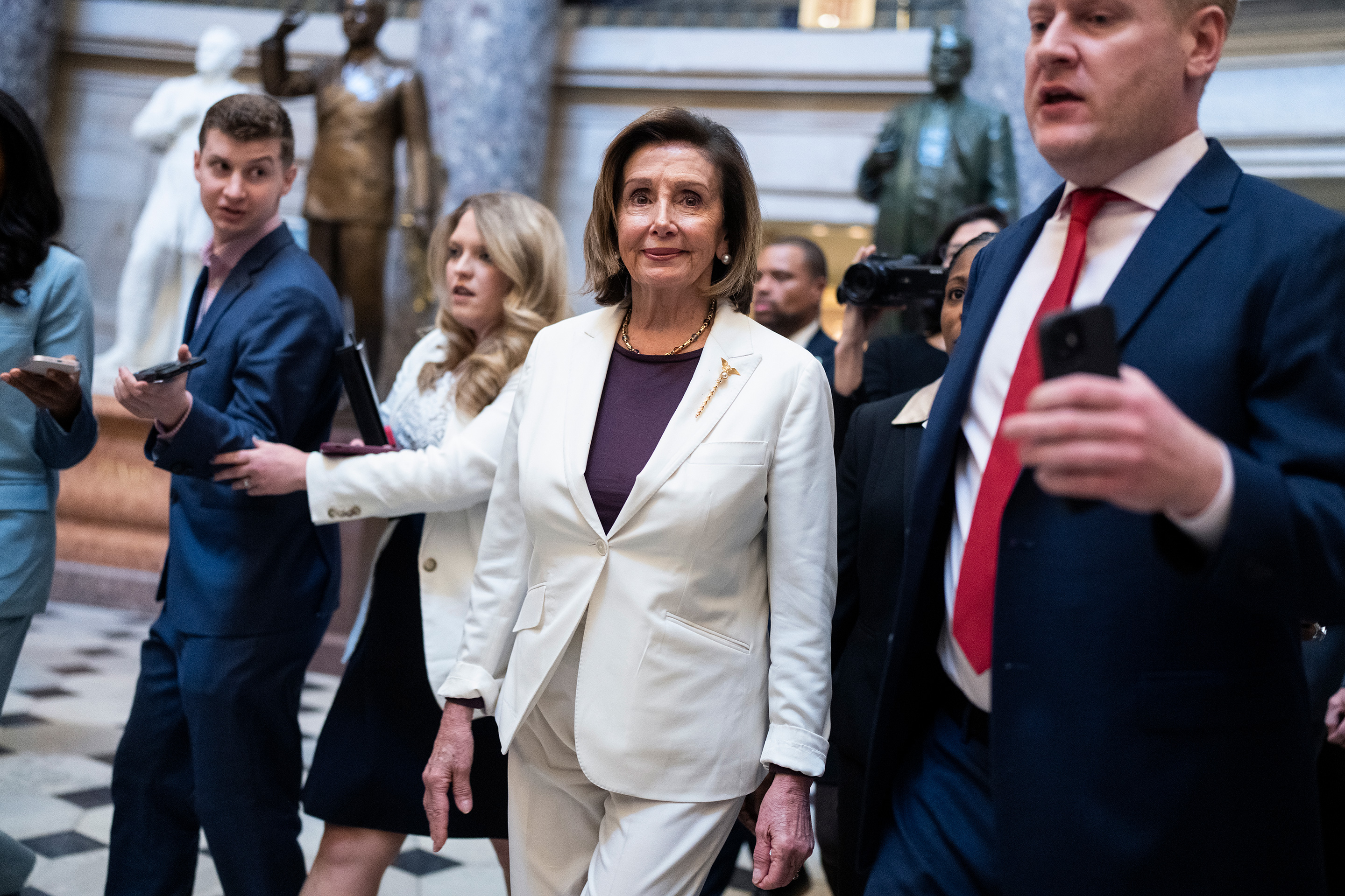 Speaker of the House Nancy Pelosi, D-Calif., makes her way to the floor to announce she is stepping down from her leadership position on Thursday, November 17, 2022. 