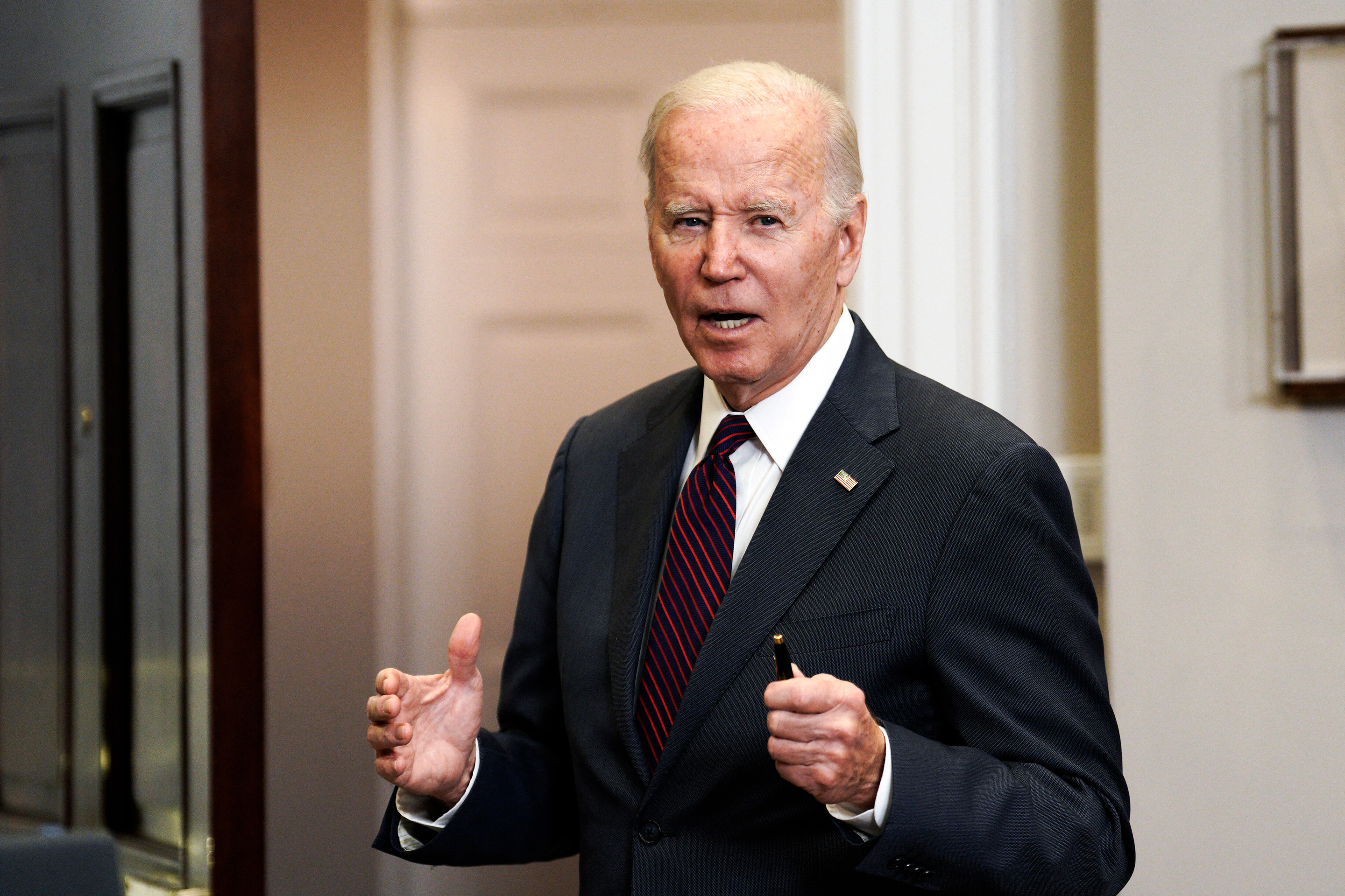 President Biden in Roosevelt Room on Dec. 13, 2022.