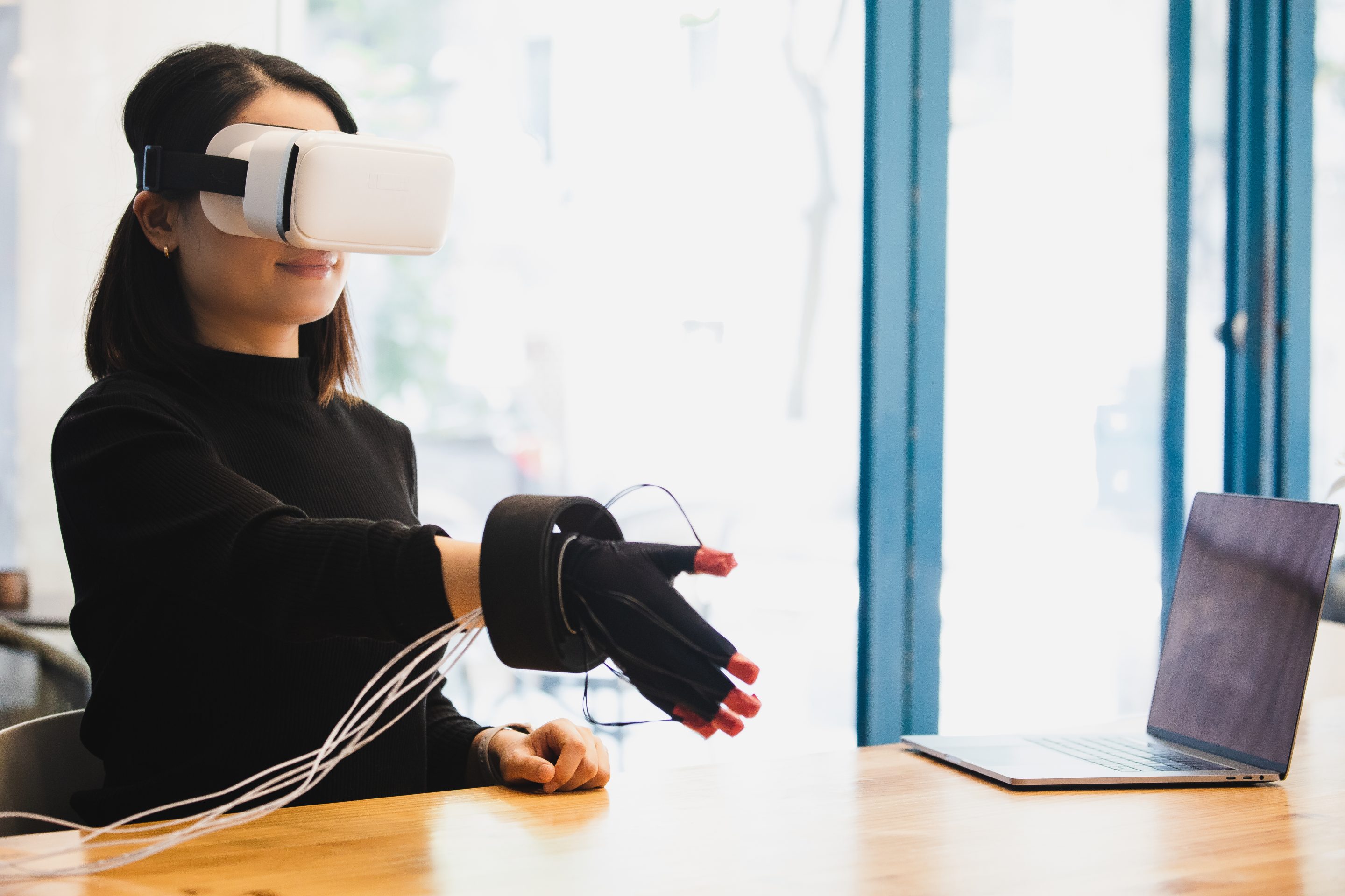 Woman wearing VR headset