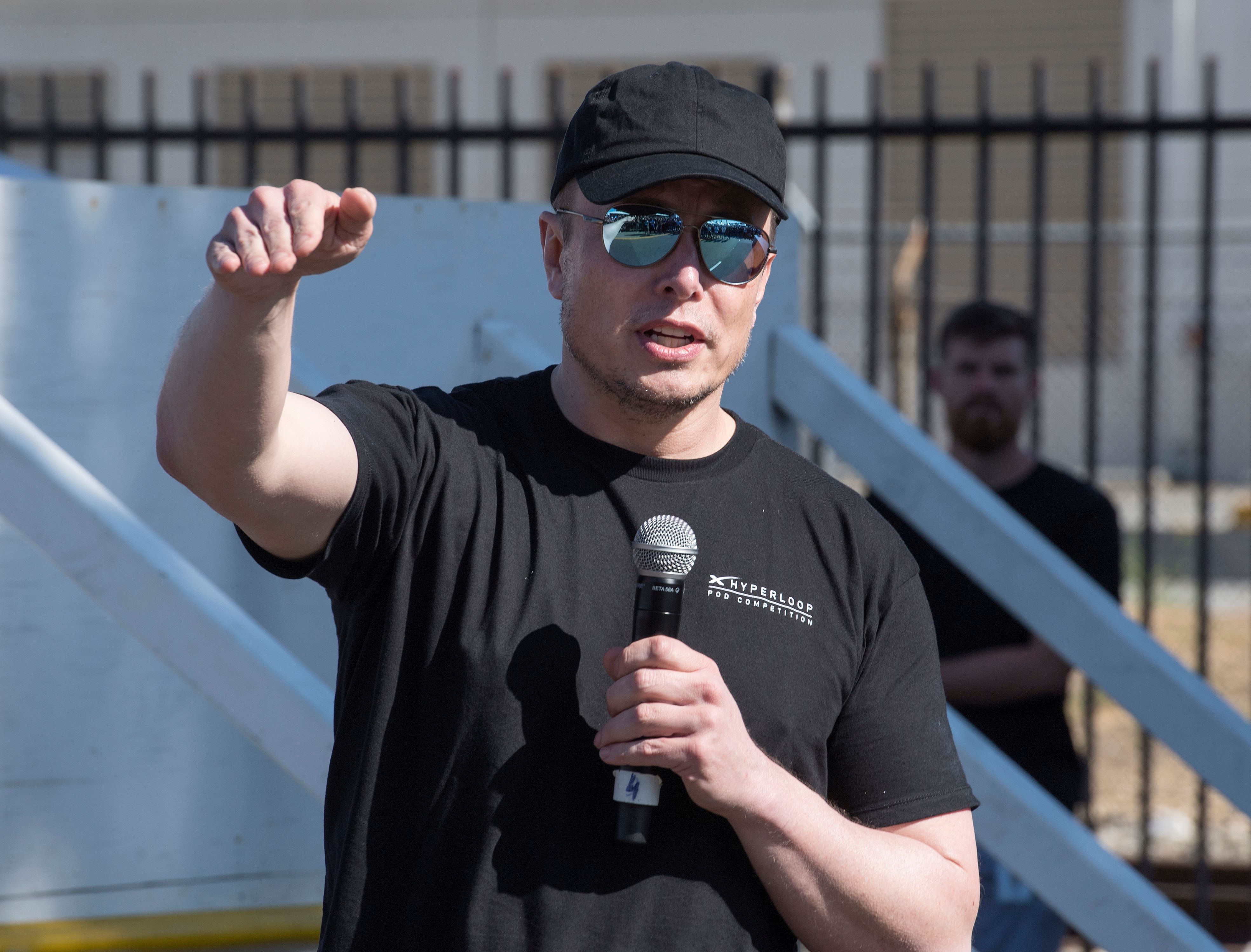 Elon Musk speaking during a SpaceX event in 2019