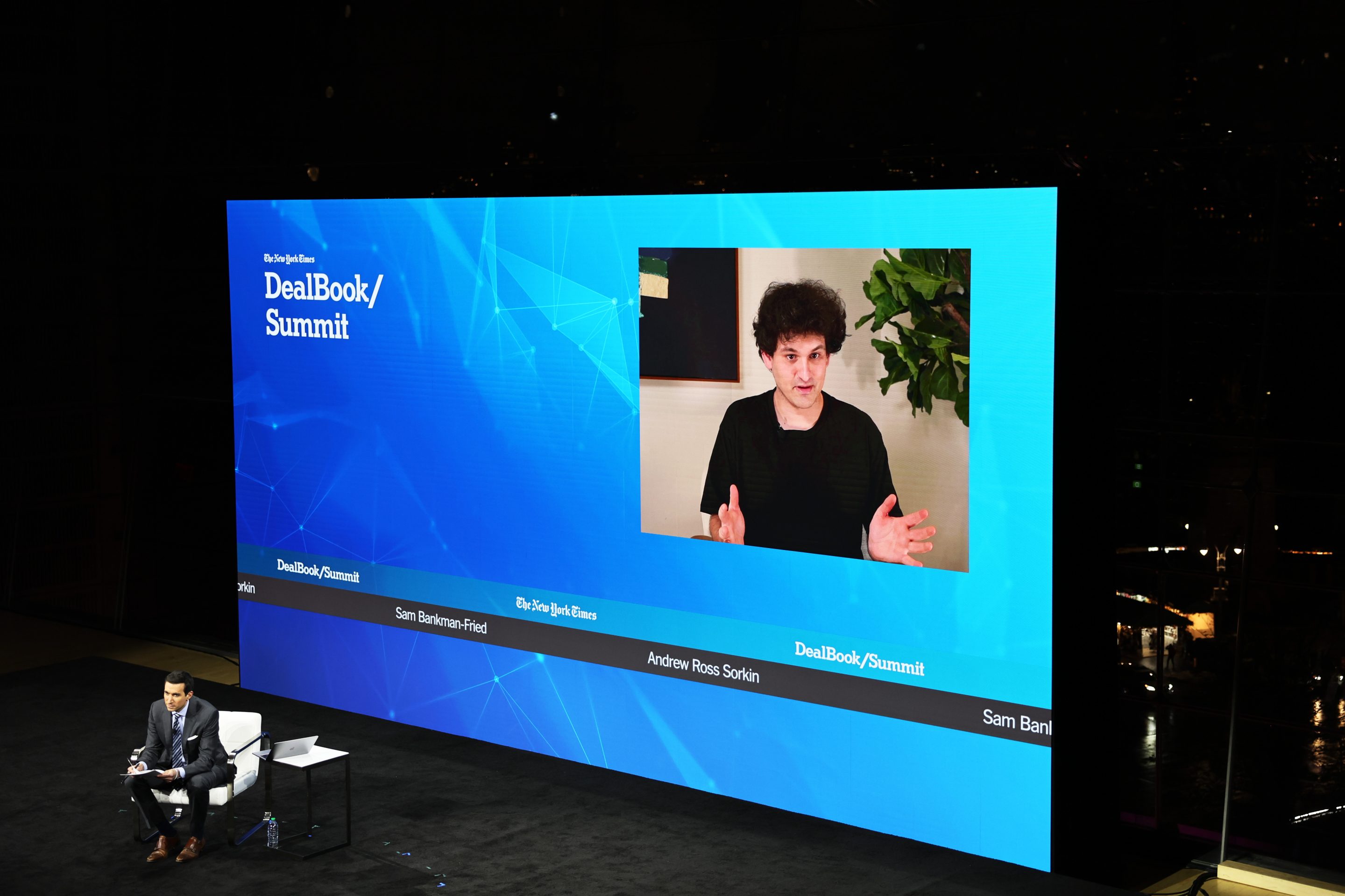 FTX founder Sam Bankman-Fried tells his story at the New York Times DealBook Summit on Wednesday.