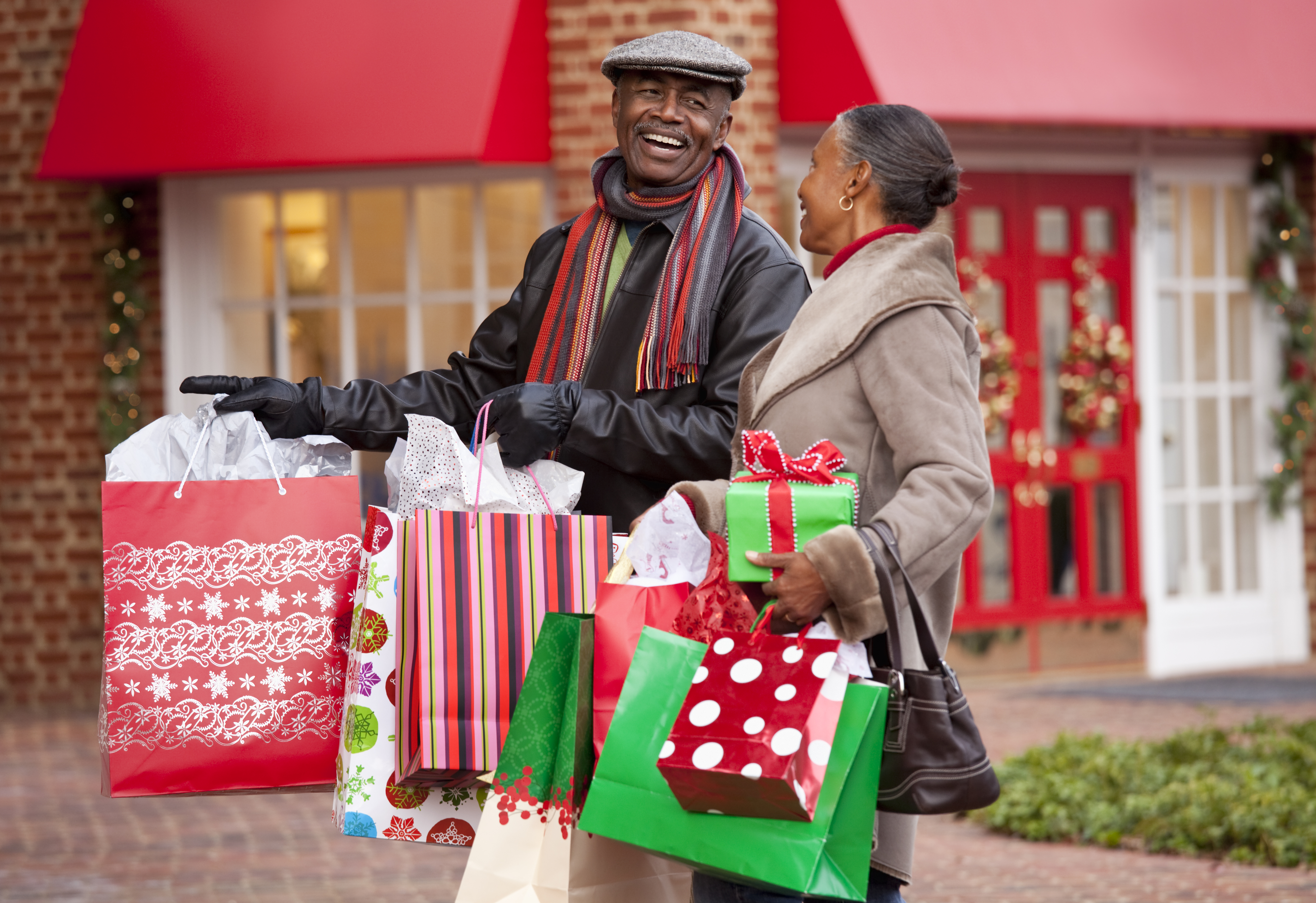 A couple doing holiday shopping.
