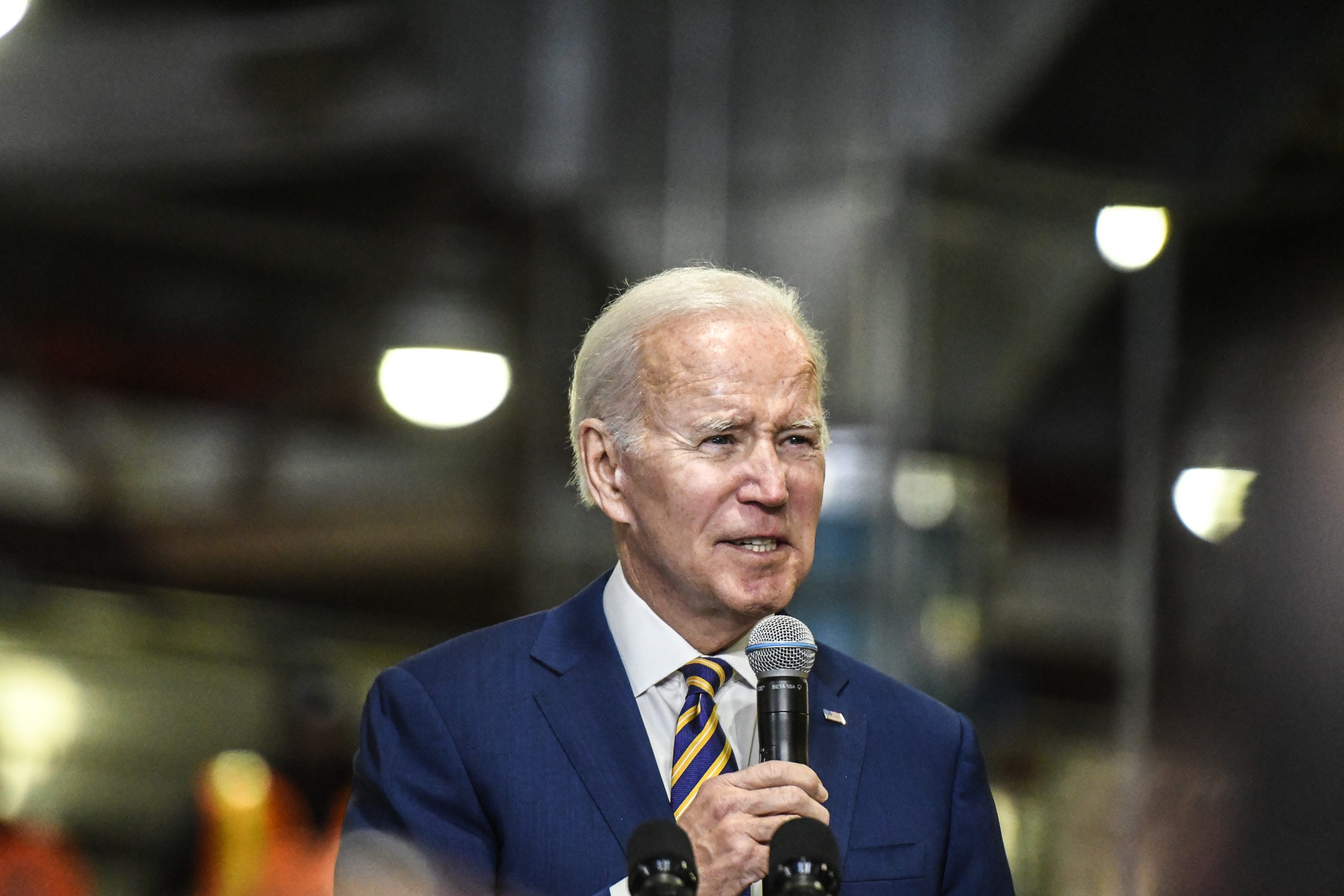 President Joe Biden giving a speech at an event in New York
