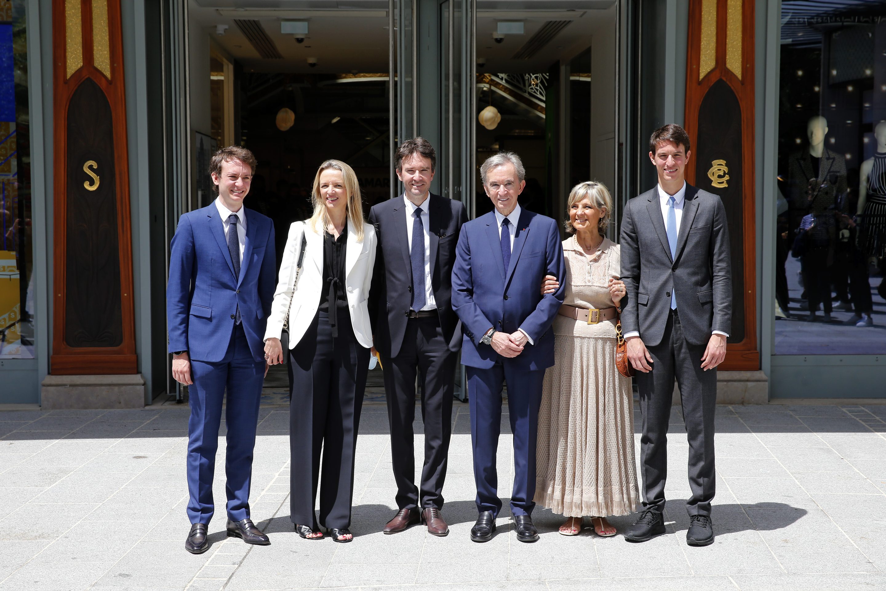 Bernard Arnault and and his wife Helene pose with four of their children.