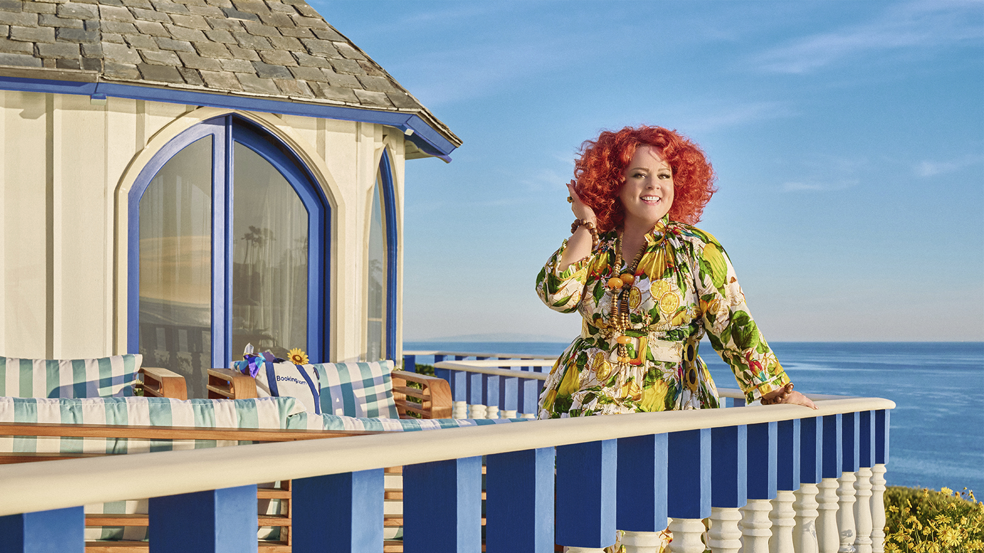 Melissa McCarthy in a scene from the Booking.com Super Bowl ad.