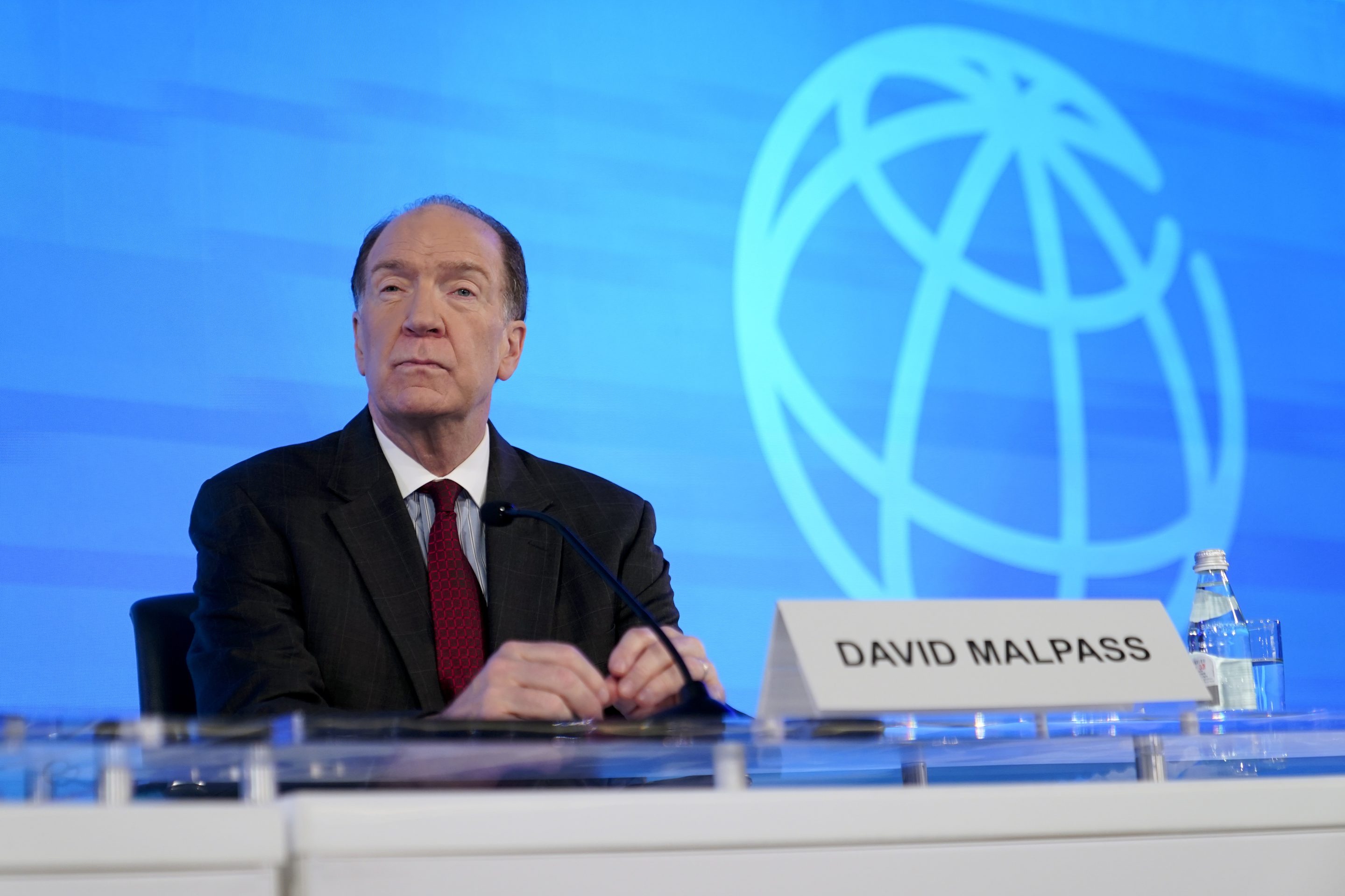 World Bank Group President David Malpass attends a news conference during the 2022 annual meeting of the International Monetary Fund and the World Bank Group, Oct. 13, 2022, in Washington. 
