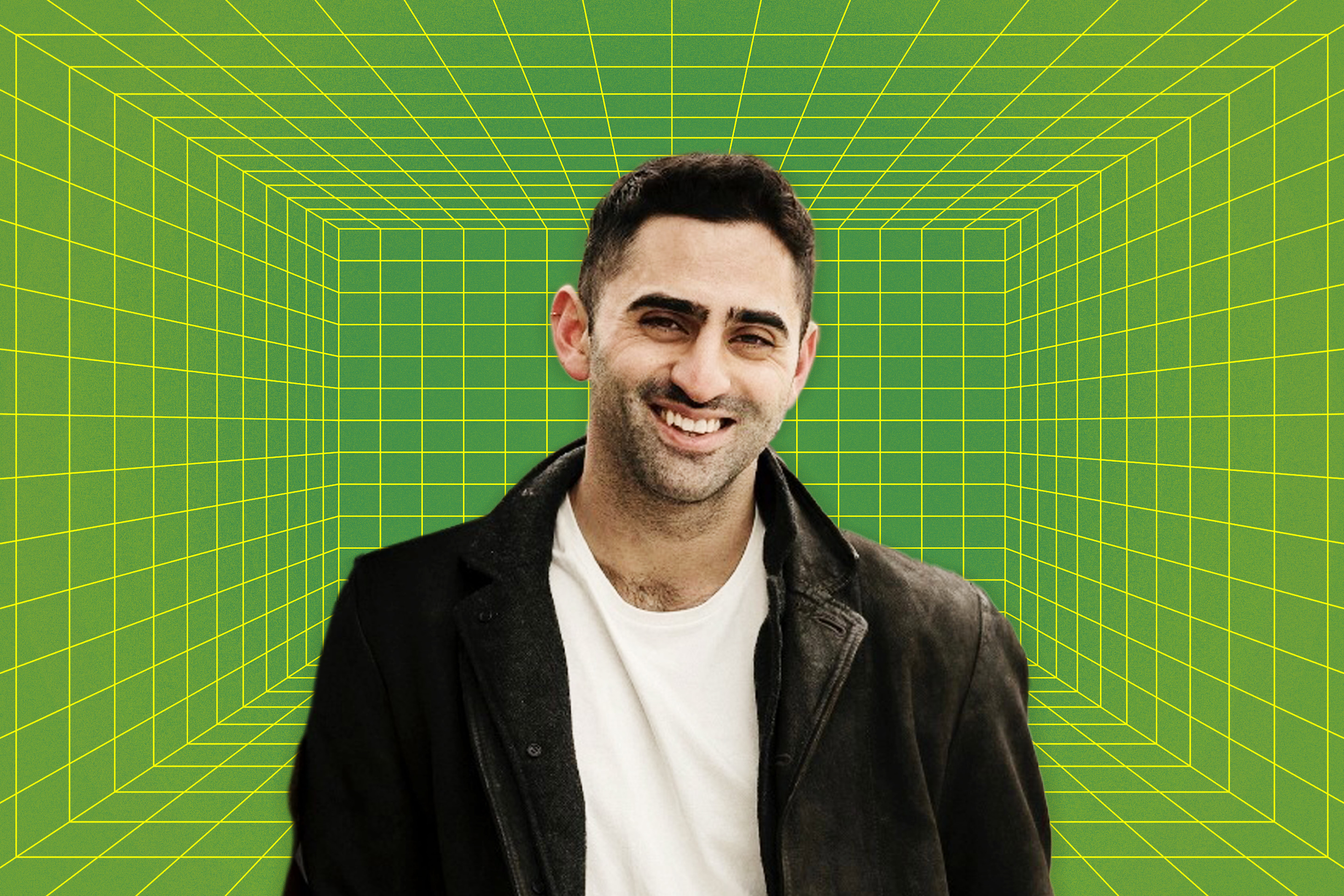 A headshot of Omer Goldberg, CEO and founder of Chaos Labs, superimposed over green background.