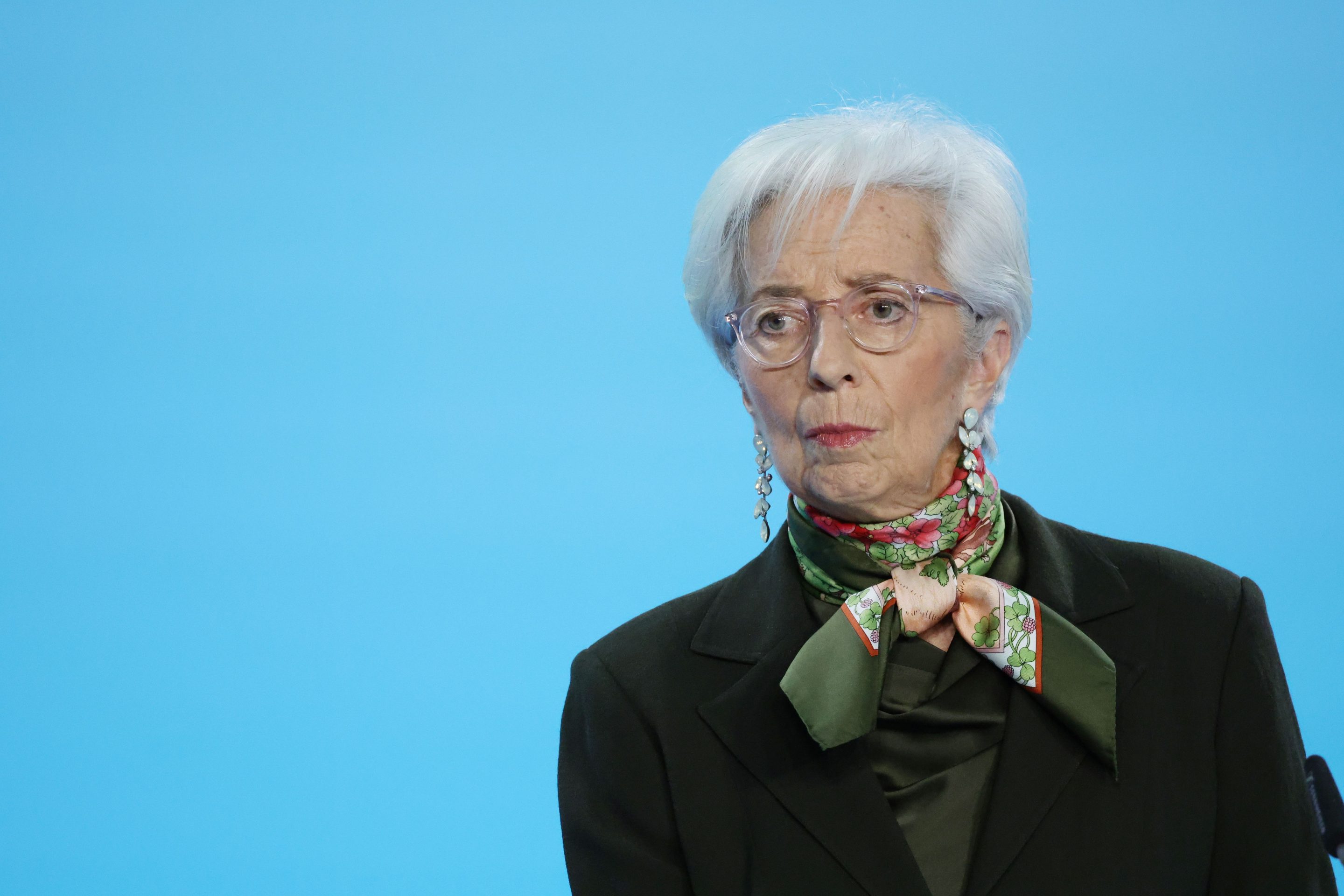 Christine Lagarde, President of the European Central Bank (ECB), speaks to the media following a meeting of the ECB Governing Council on February 2, 2023 in Frankfurt, Germany.