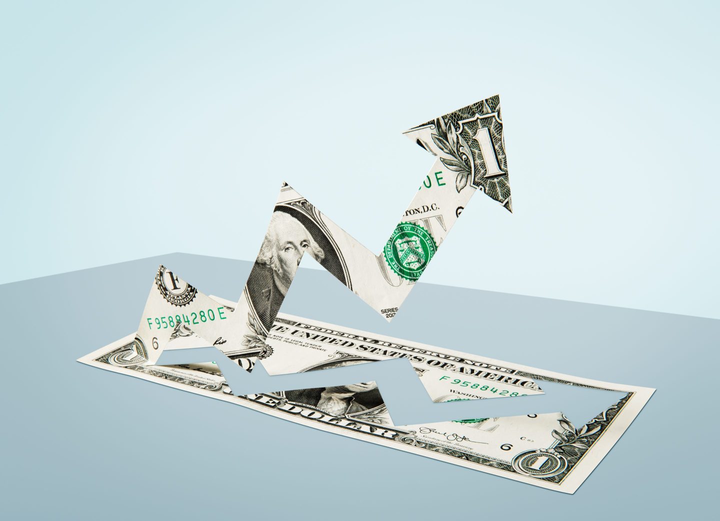 Paper-cut dollar - Growth arrow