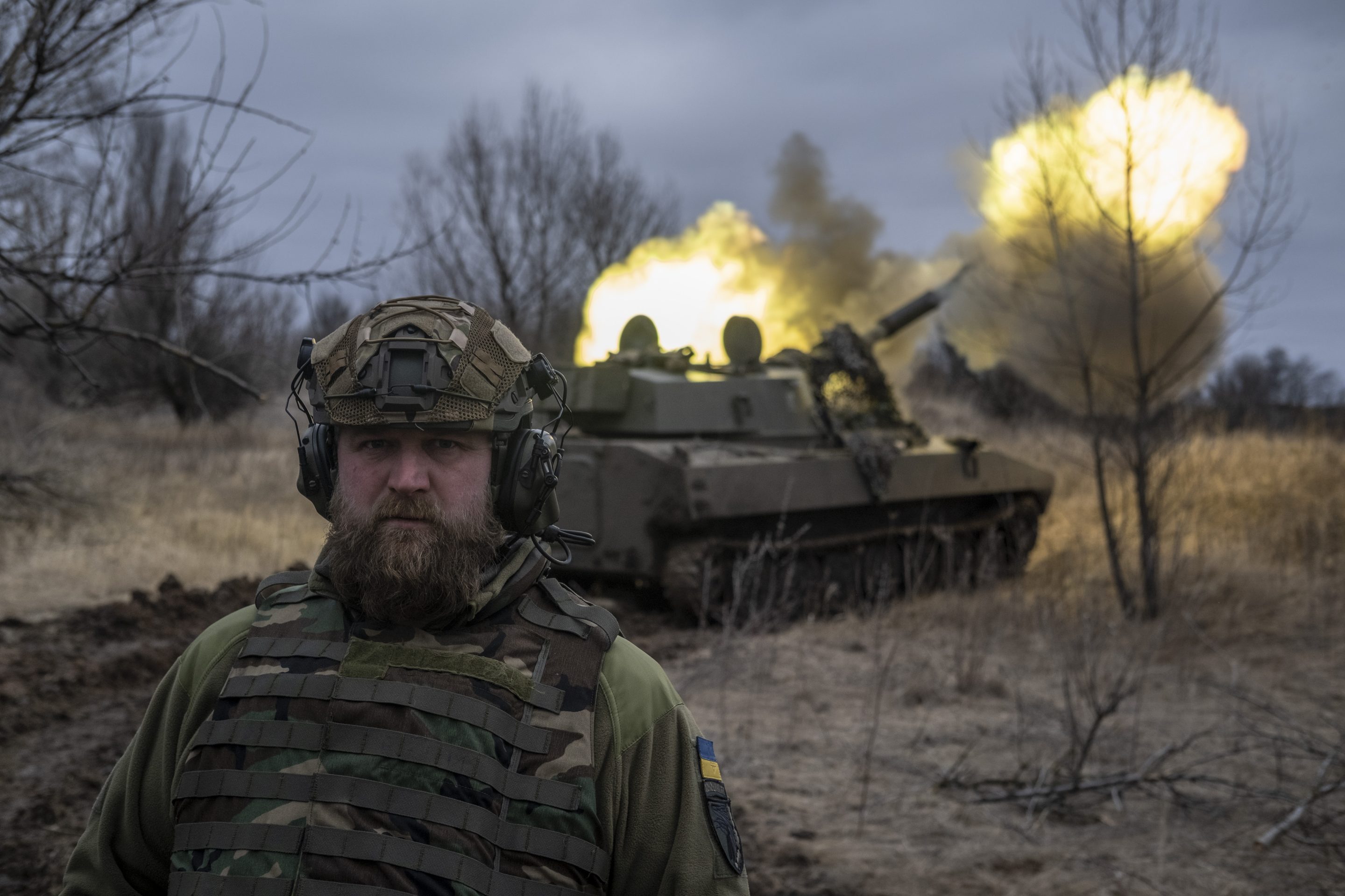 Ukrainian servicemen attend combat training in Kyiv region, Ukraine, Friday, March. 3, 2023.