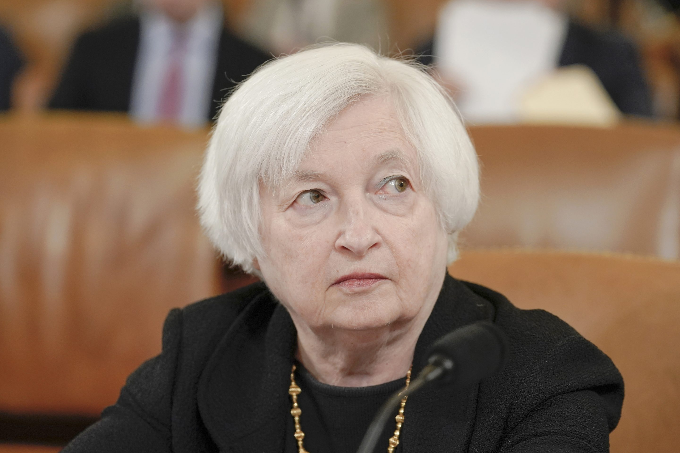 Treasury Secretary Janet Yellen listens as she testifies during a House Ways and Means committee hearing on President Joe Biden's fiscal year 2024 budget request, on March 10, 2023, on Capitol Hill in Washington. 