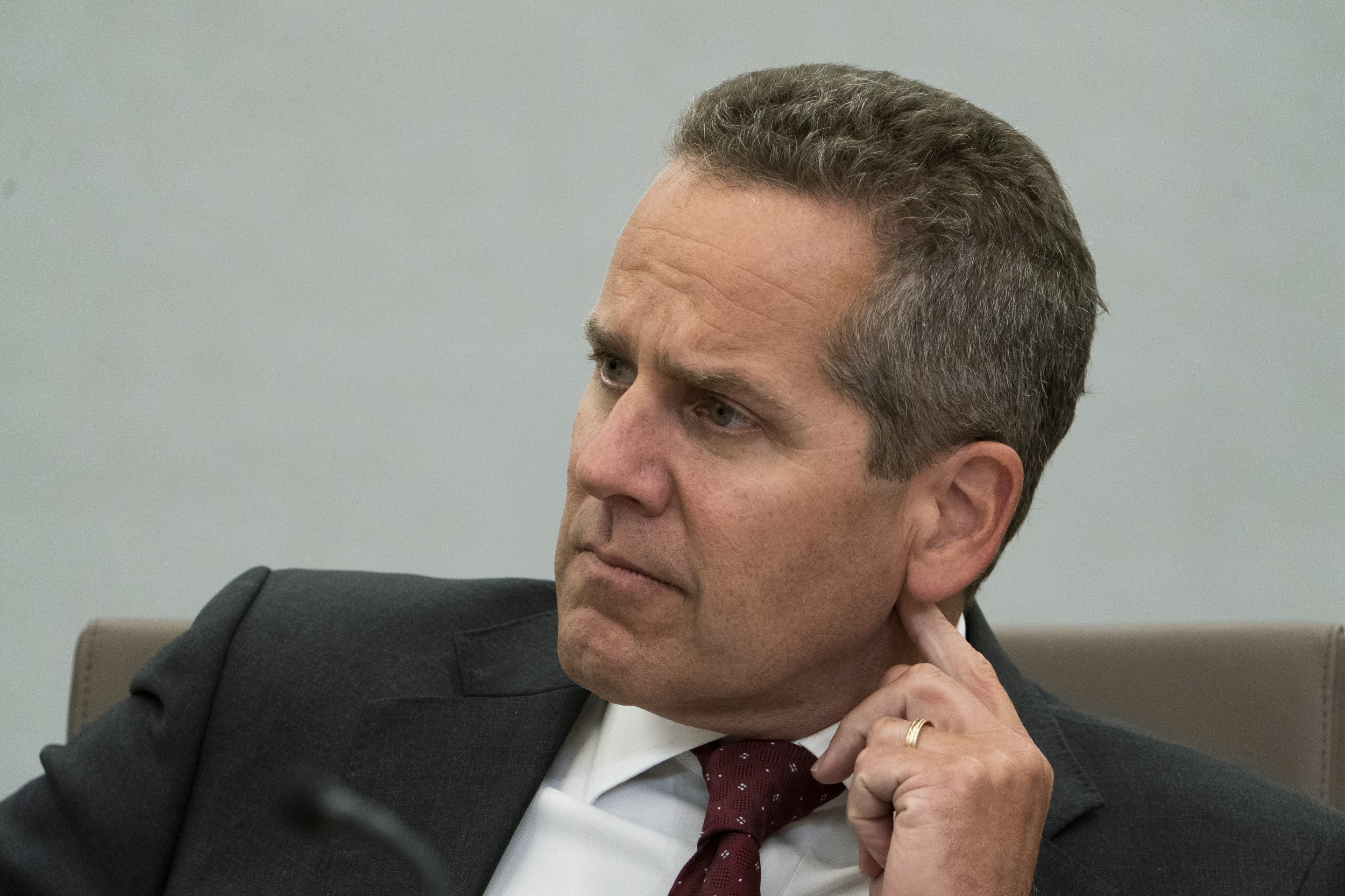 Federal Reserve Board Vice Chair for Supervision Michael Barr listens to participants at a hearing at the Federal Reserve building, Friday, Sept. 23, 2022, in Washington.