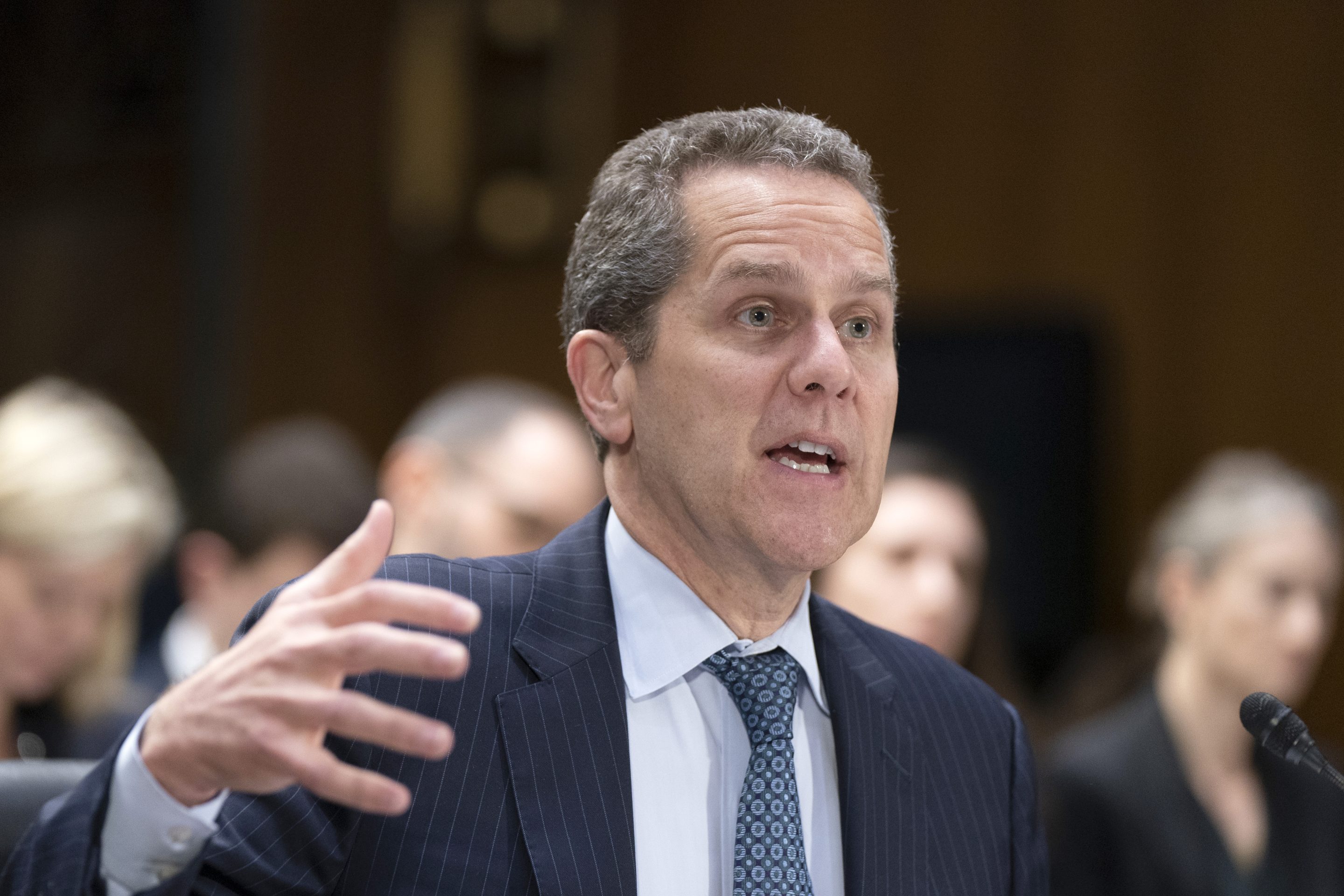 Michael Barr, Vice Chairman for Supervision of the Board of Governors of the Federal Reserve System, testifies before a Senate Banking, Housing, and Urban Affairs hearings to examine recent bank failures and the Federal regulatory response on Capitol Hill, Tuesday, March 28, 2023, in Washington.