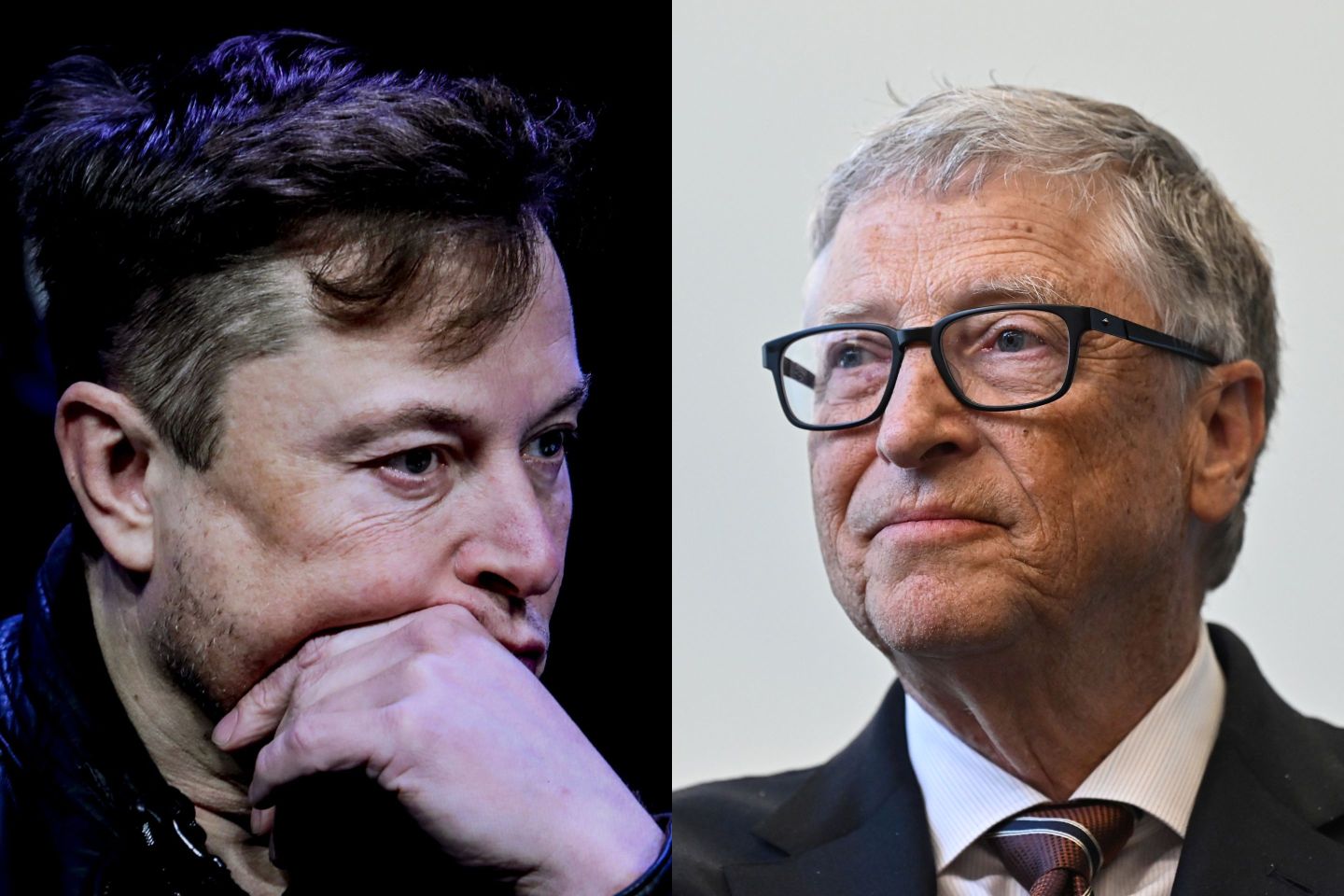 Left: Elon Musk, CEO of Tesla and Twitter. Right: Microsoft founder Bill Gates