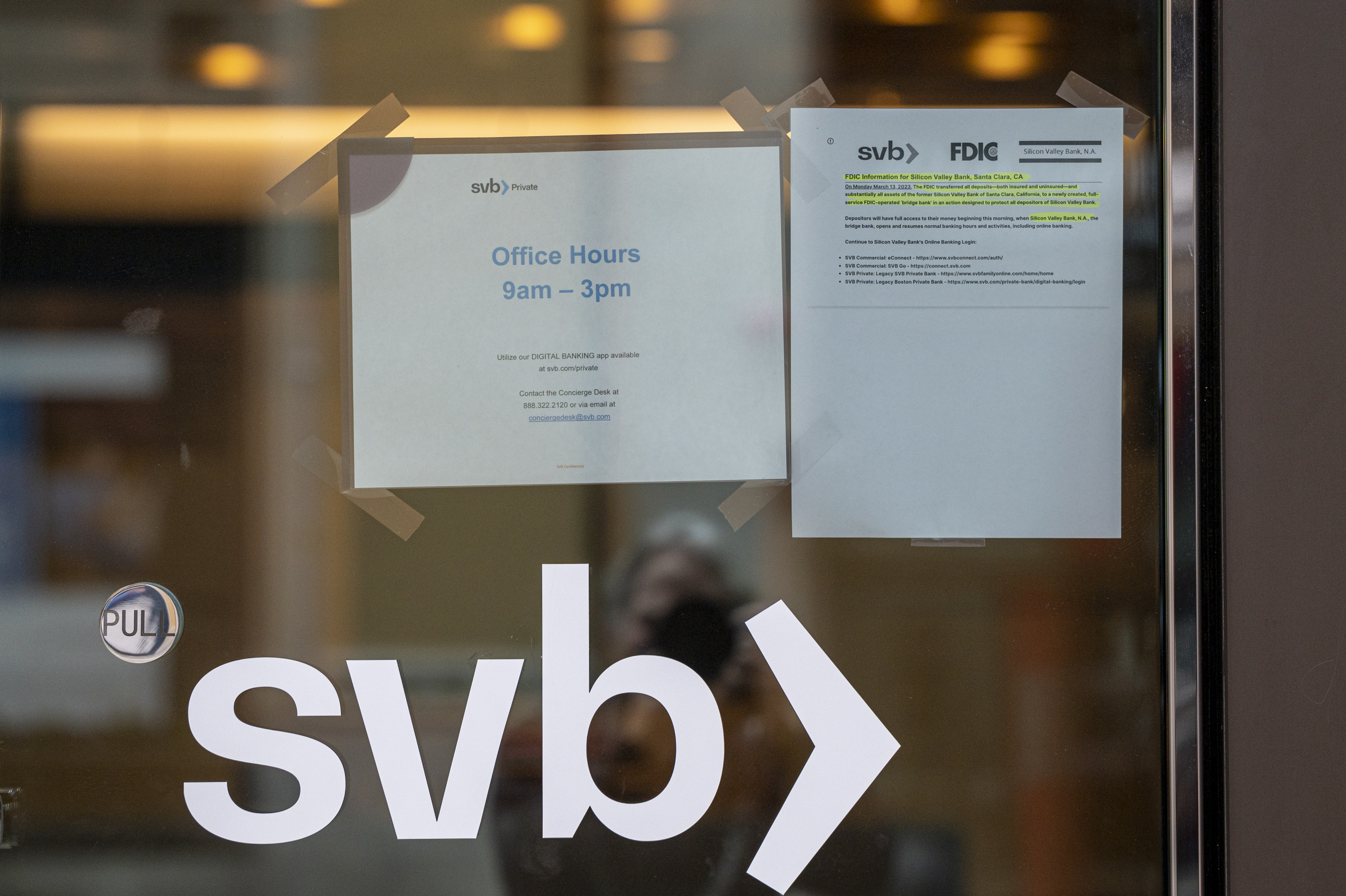 Signage at a Silicon Valley Bank branch in San Francisco, California, US.