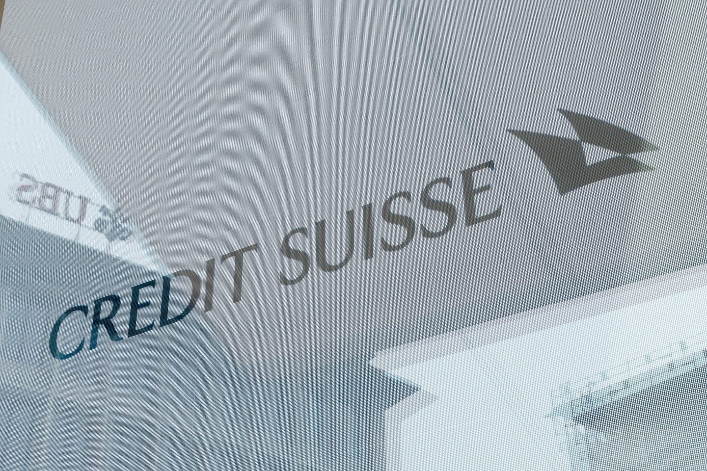 The Credit Suisse logo on a window