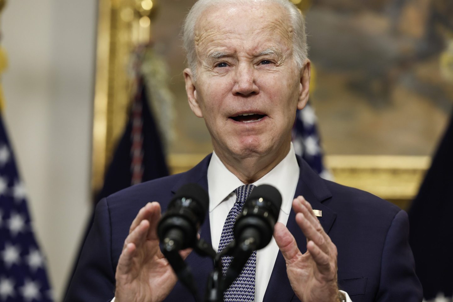 President Joe Biden speaks about the banking system
