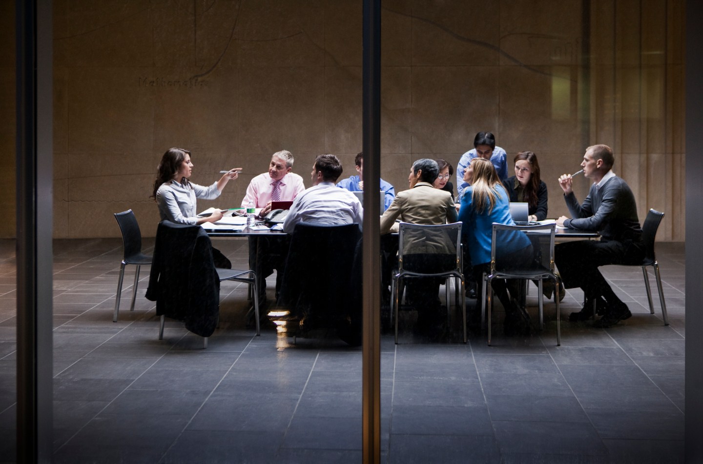 Business meeting around table