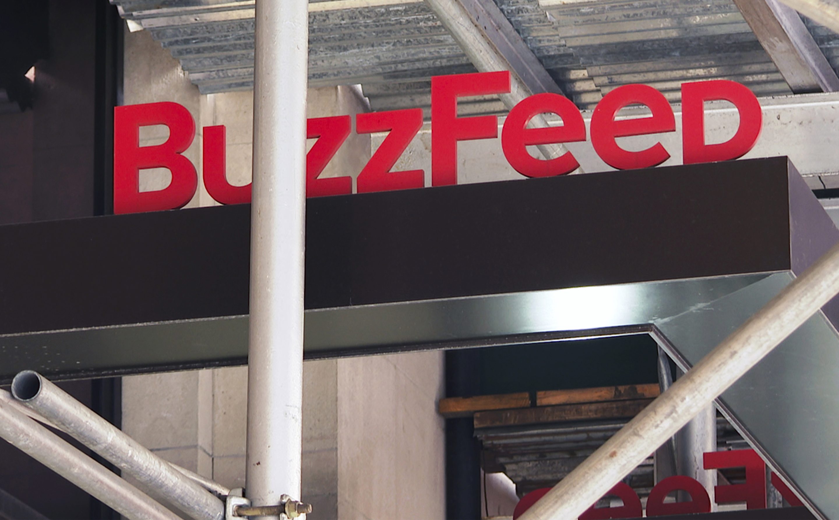 The entrance to BuzzFeed in New York is seen on Nov. 19, 2020.