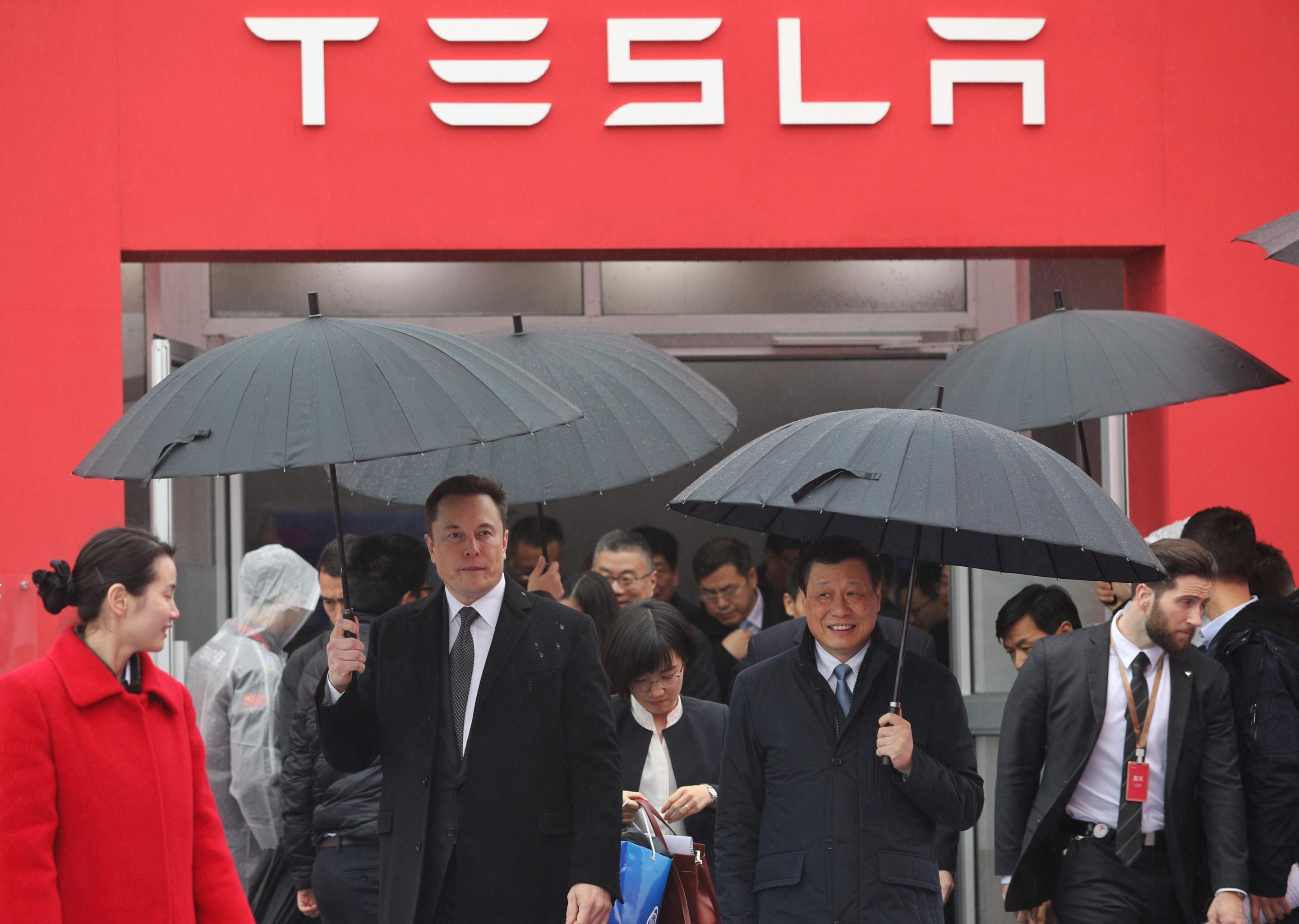 Tesla CEO Elon Musk at a Shanghai factory groundbreaking in 2019.