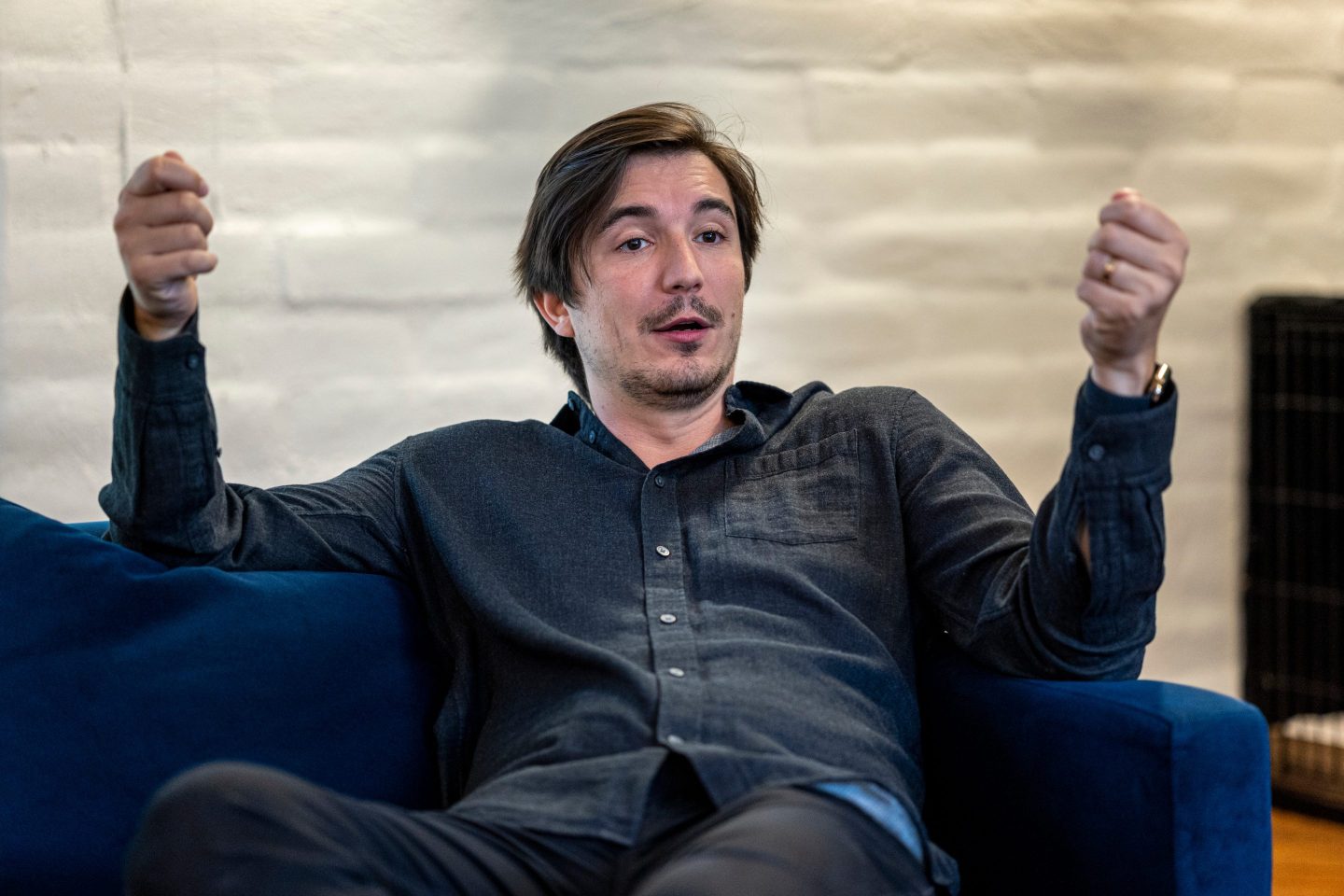 Vlad Tenev, CEO of Robinhood, speaks during an interview in Menlo Park, California.