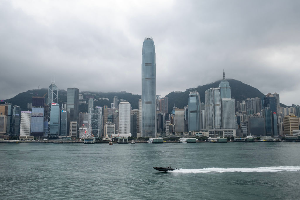 The Hong Kong skyline in March 2023.